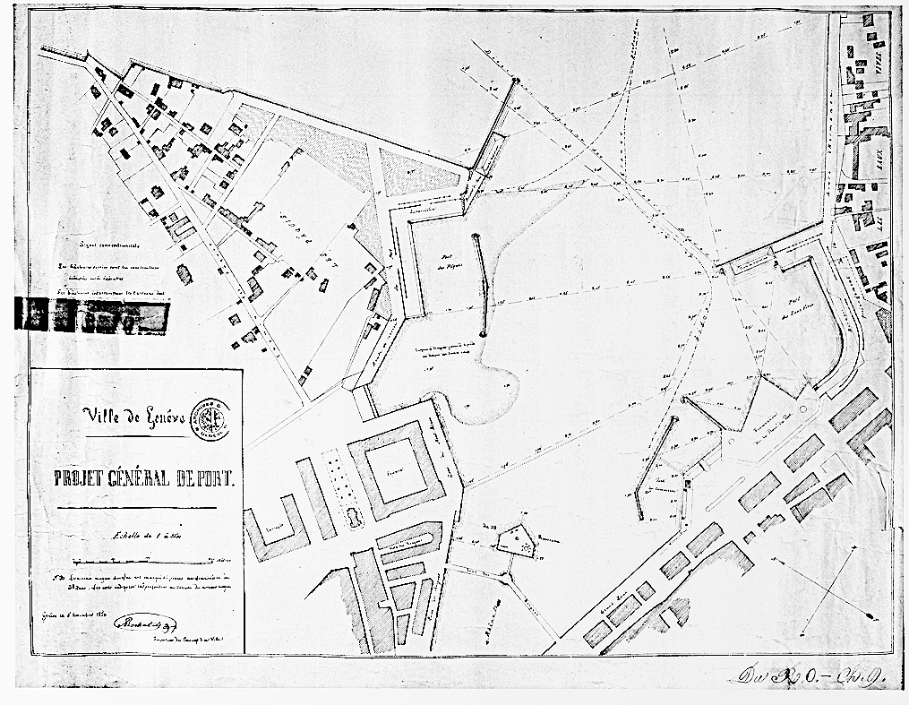 Fig. 2 : « Projet général de port », par Alexandre Rochat-Maury, 5 novembre 1854 (AEG, photo Matthias Thomann)