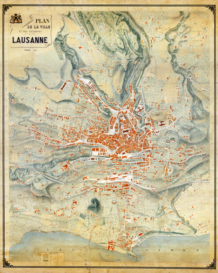 Plan de la ville et des environs de Lausanne datant de 1896 © Archives de la Ville de Lausanne