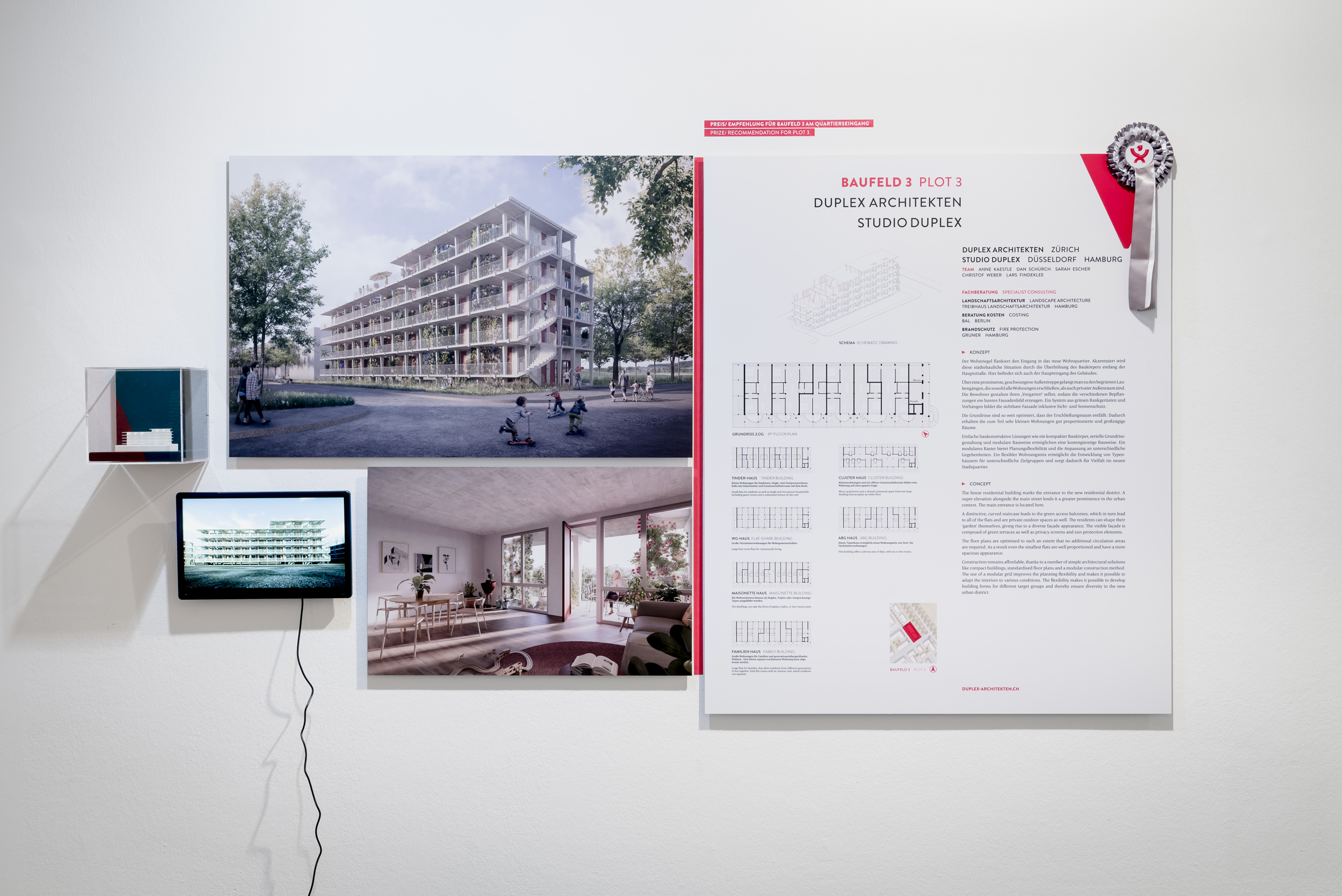 Der ausgezeichnete Schweizer Beitrag von Duplex Architekten AG, Zürich auf Baufeld 3.