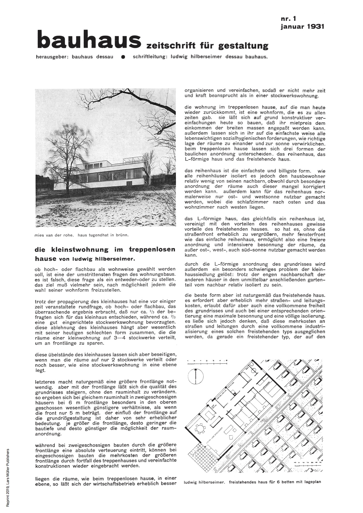 La copertina del numero 1 del 1931, primo numero apparso sotto la direzione di Ludwig Mies van der Rohe. Il formato si riduce e l'impaginazione si fa più austera.