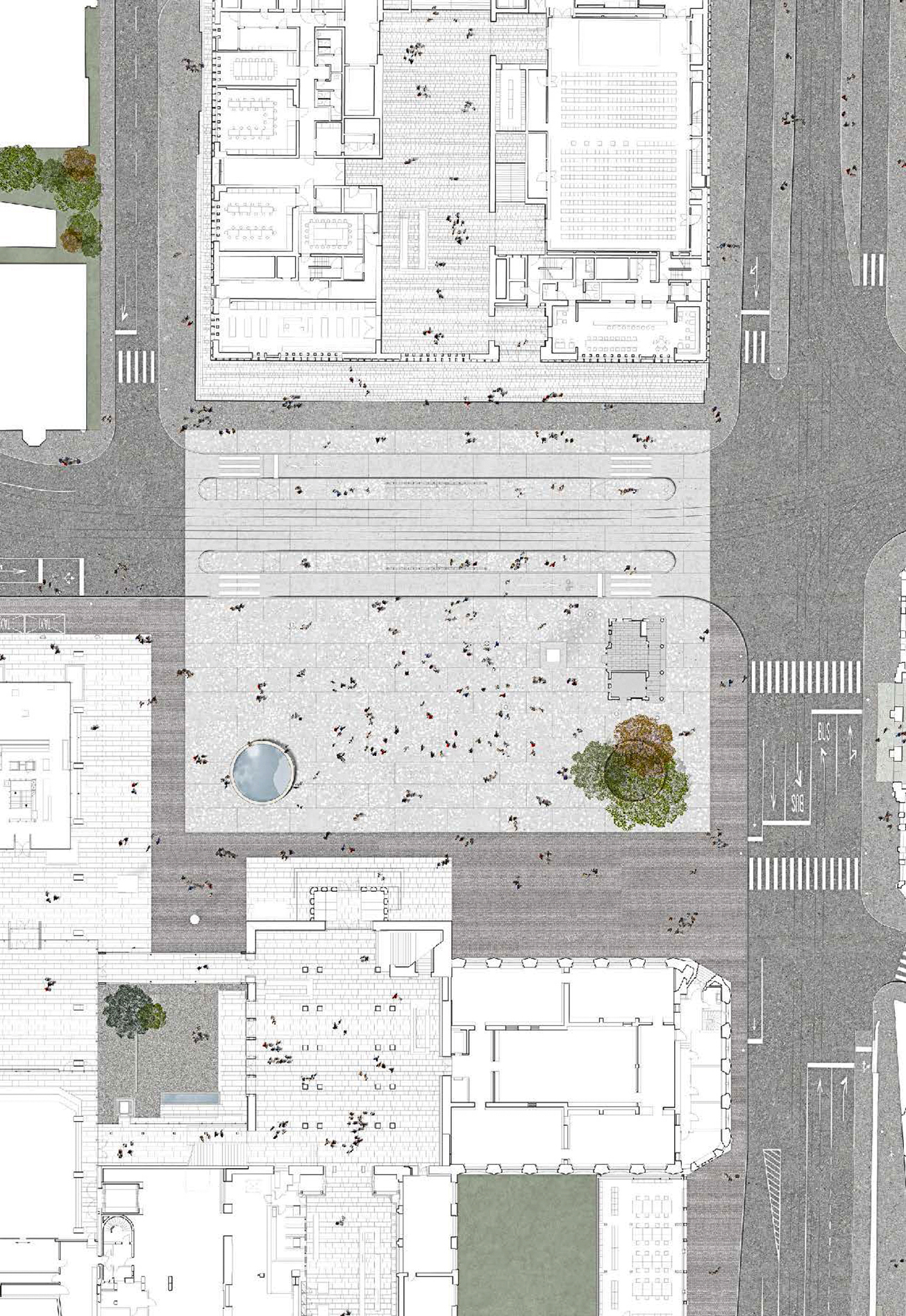Kein Chaos auf dem Platz, aber eines für das angrenzende Verkehrssystem:  das vorgeschlagene Aufheben der Heimstrasse im Plan von Team 4.