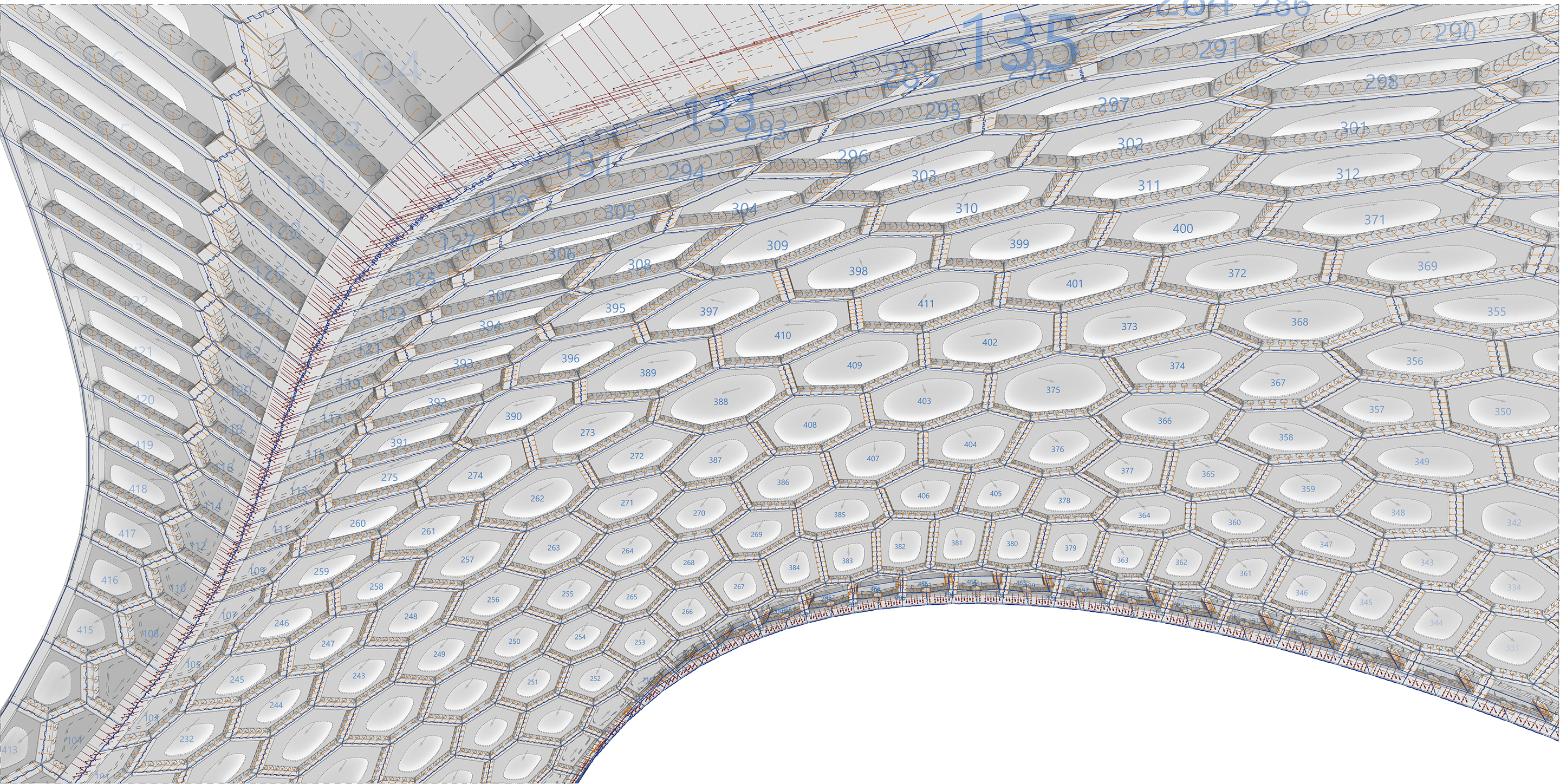 Jedes einzelne Element besteht aus einer vielschichtigen Konstruktion und wurde passgenau eingebracht.