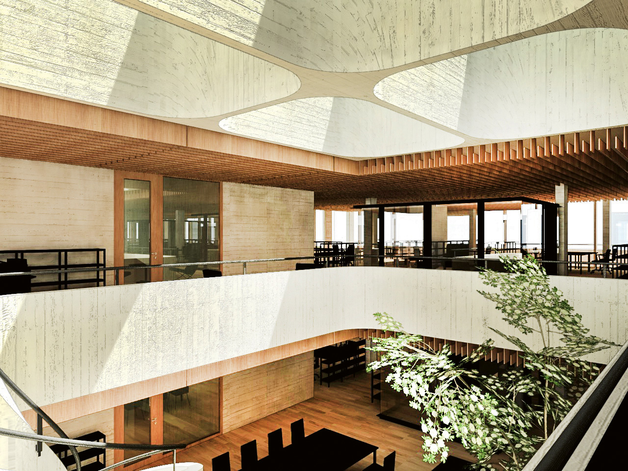 Le patio agrandit l’espace et permet des rencontres informelles.