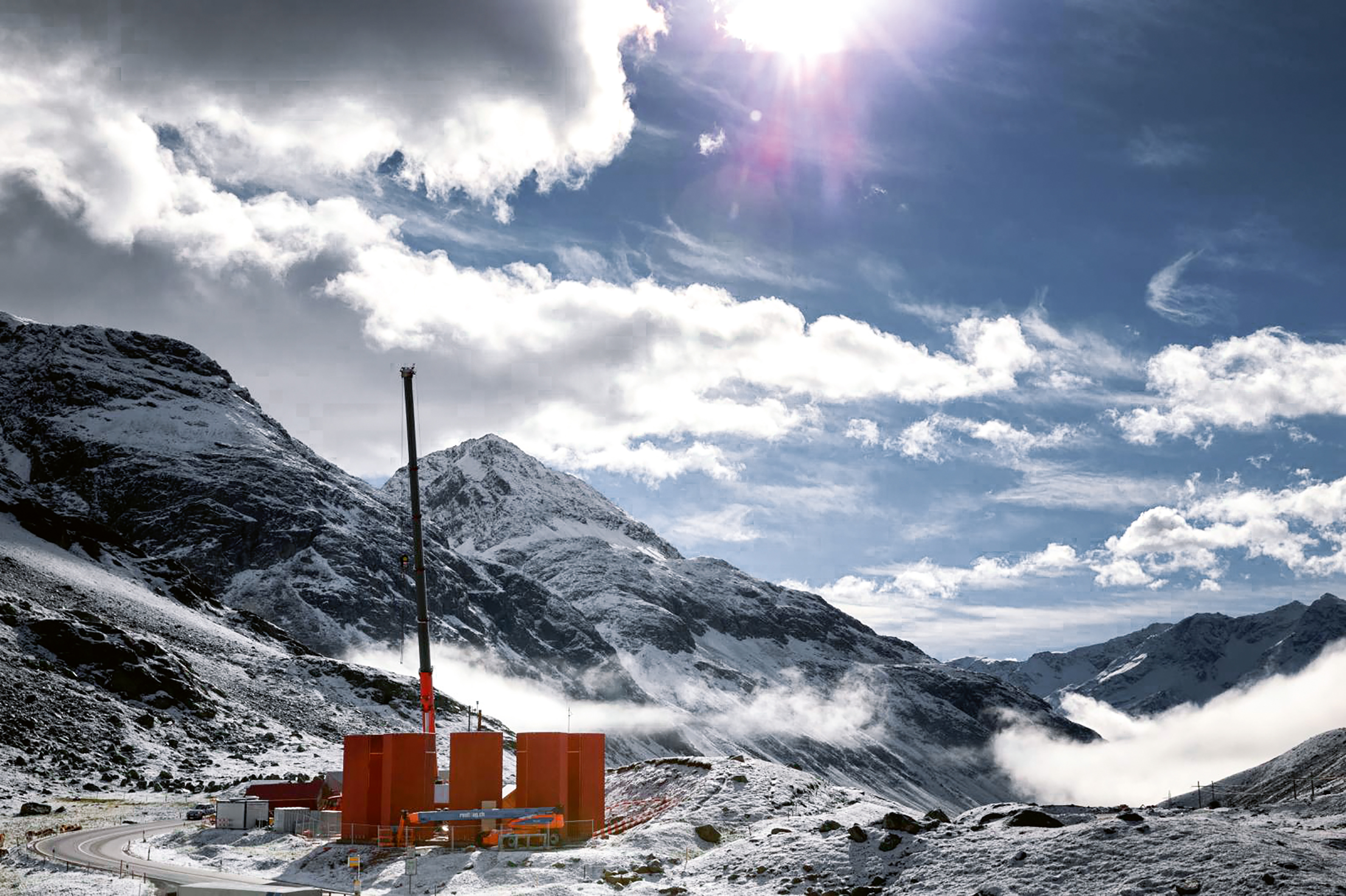 Die Baustelle auf dem Julierpass.