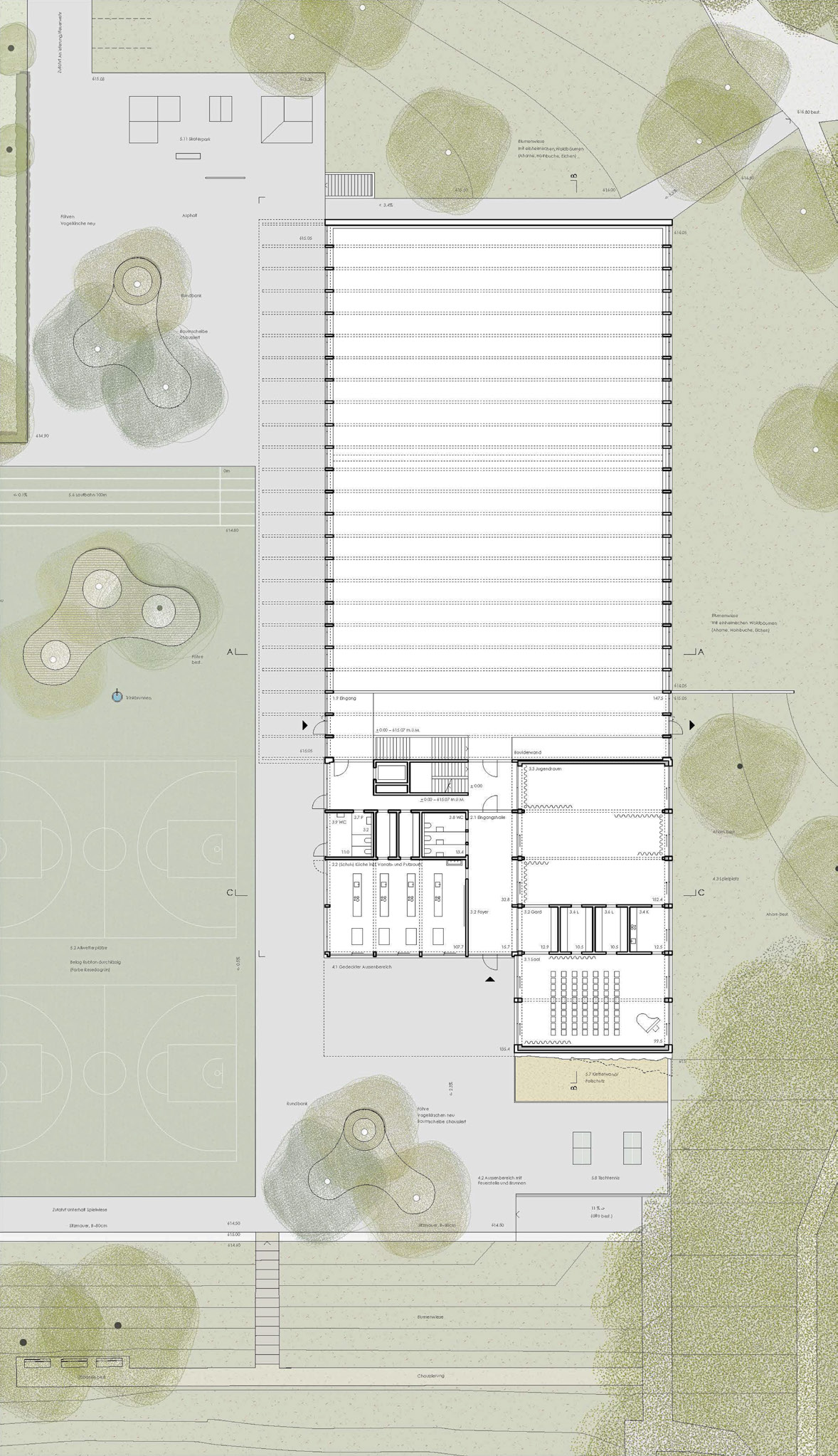 Grundriss Erdgeschoss, 1. Rang «aΓΓmend» von Stoos Architekten