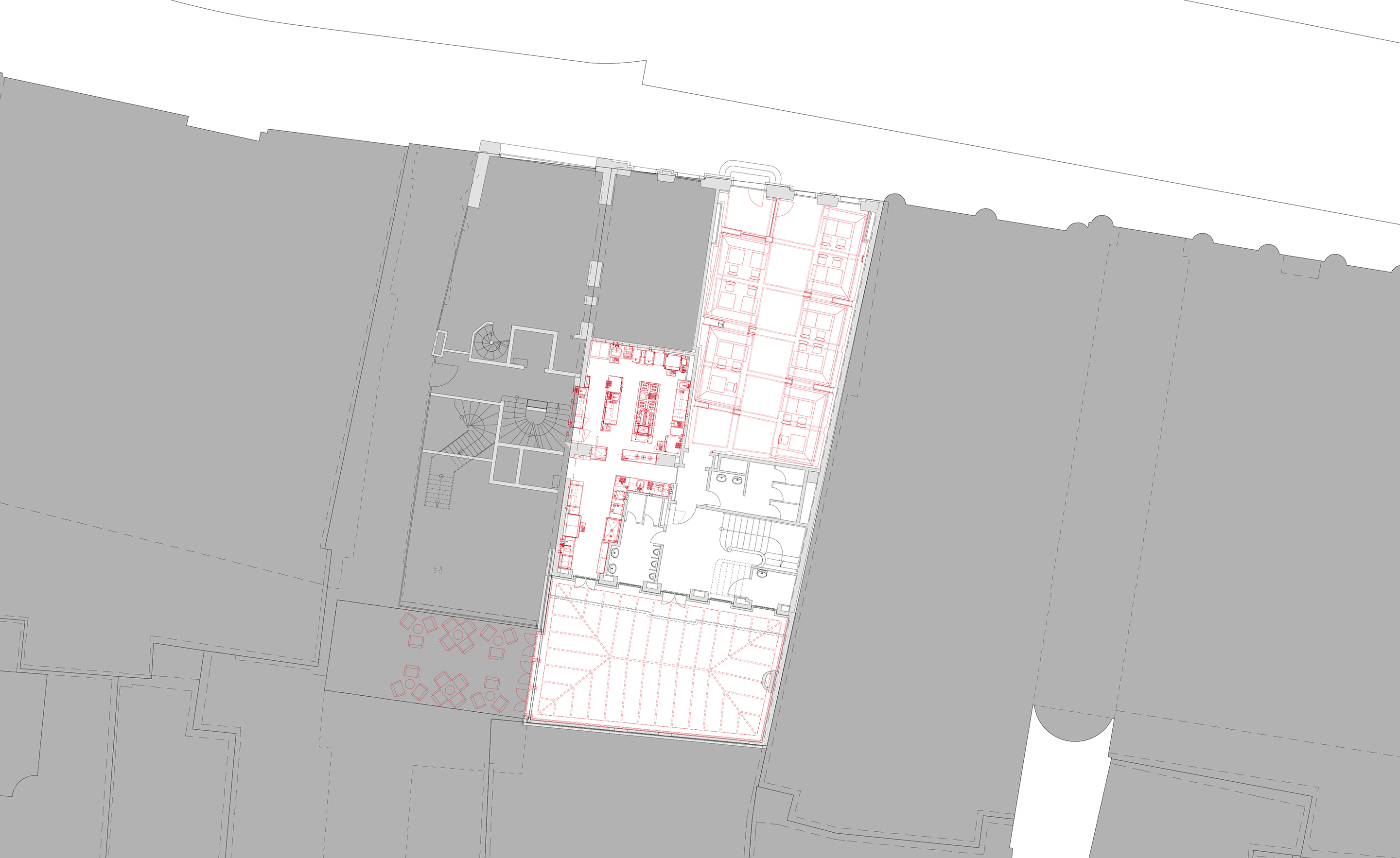 Das Hofcafé ist durch das Restaurant oder die seitliche Einkaufspassage zugänglich.