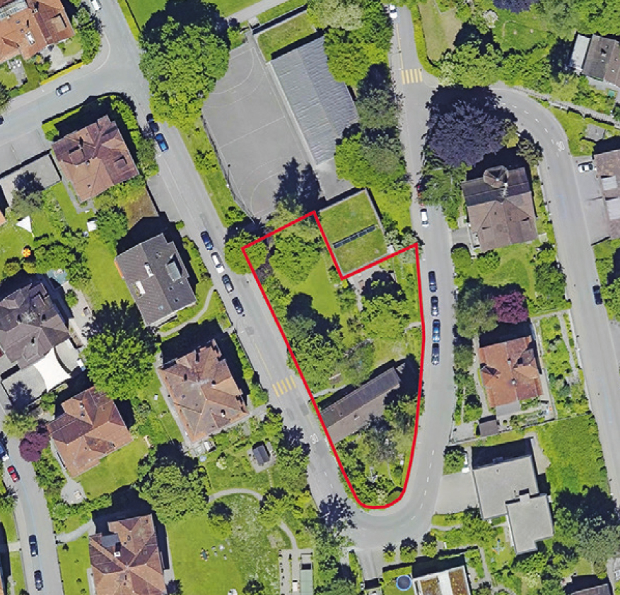 Wettbewerbsperimeter (rot).