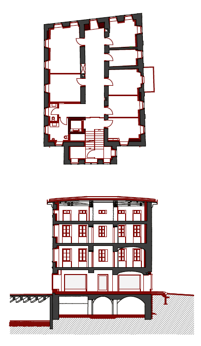 Grundriss 1. OG und Schnitt