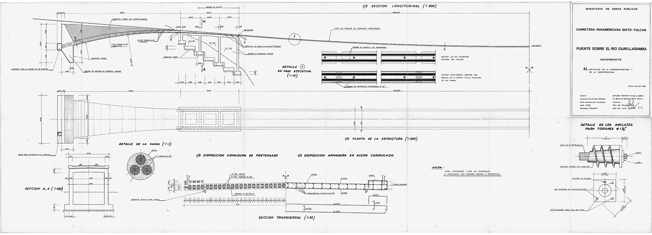 Silvano Zorzi: Progetto del ponte Guaylla­bamba, dettagli