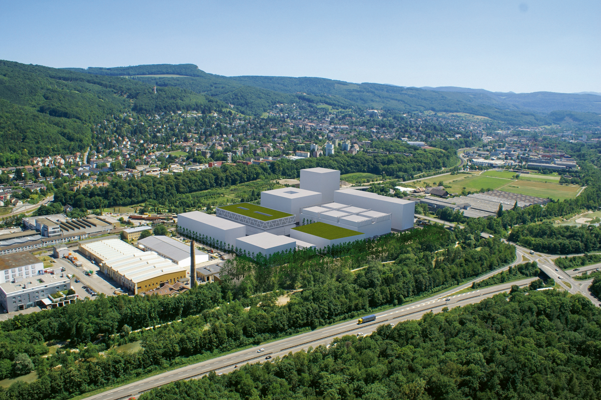 Volumenstudie auf dem Schorenareal in Arlesheim.