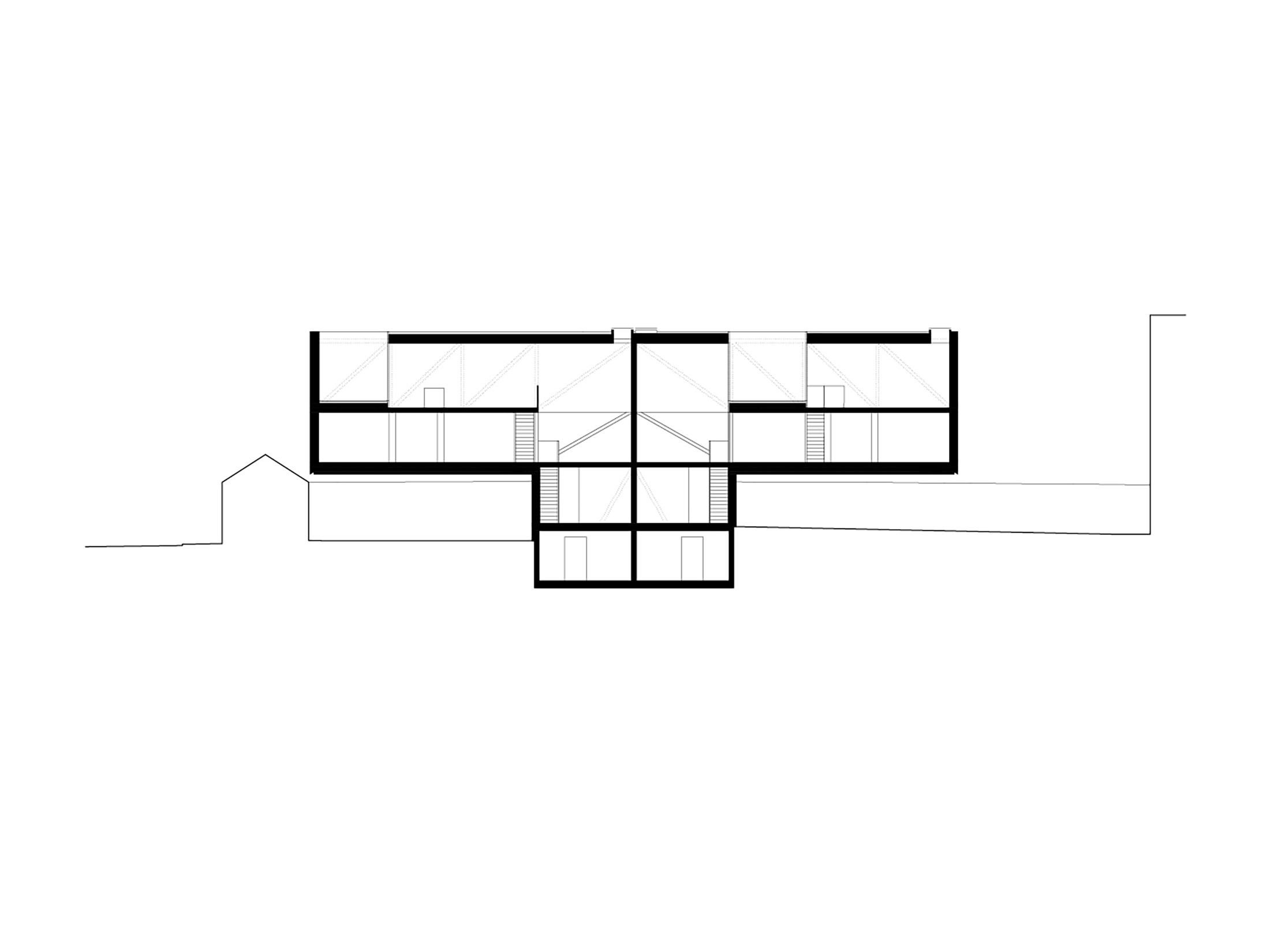 Casa doppia a Monte Carasso, sezione longitudinale