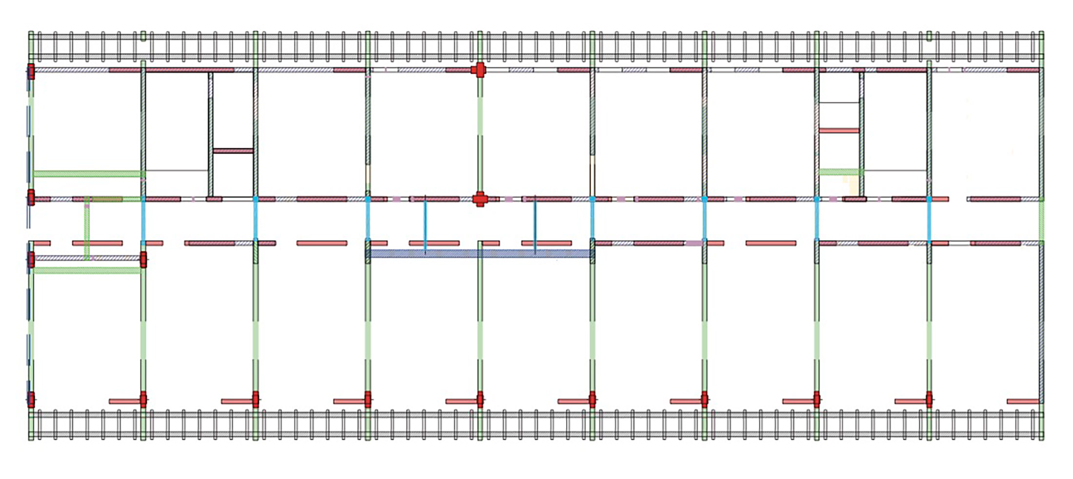 Pianta del piano terra con l’indicazione della posizione dei capitelli in microlamellare di faggio