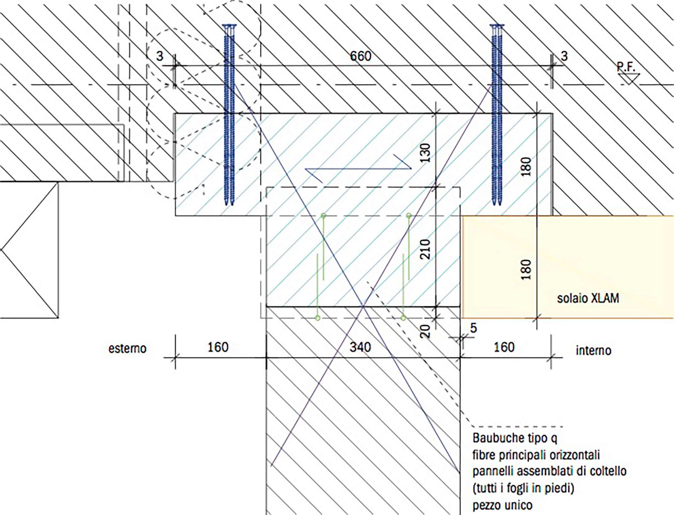 Dettaglio costruttivo di un capitello in microlamellare di faggio