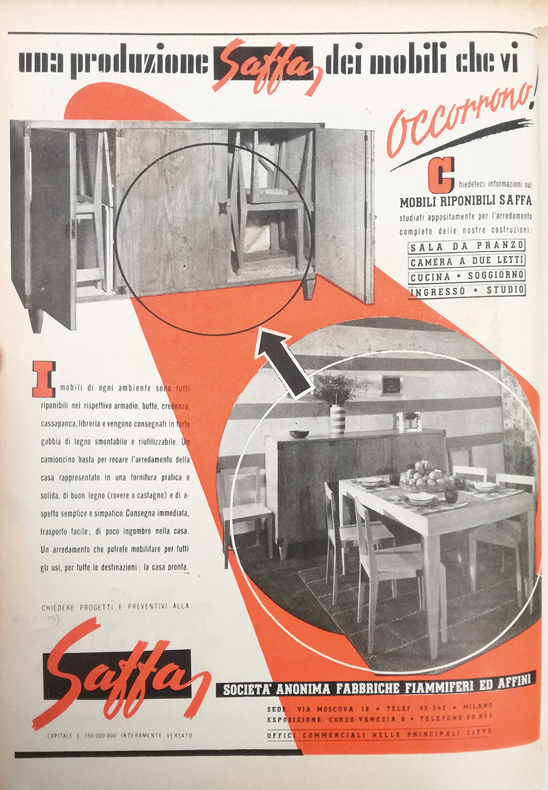 Sala da pranzo riponibile Saffa