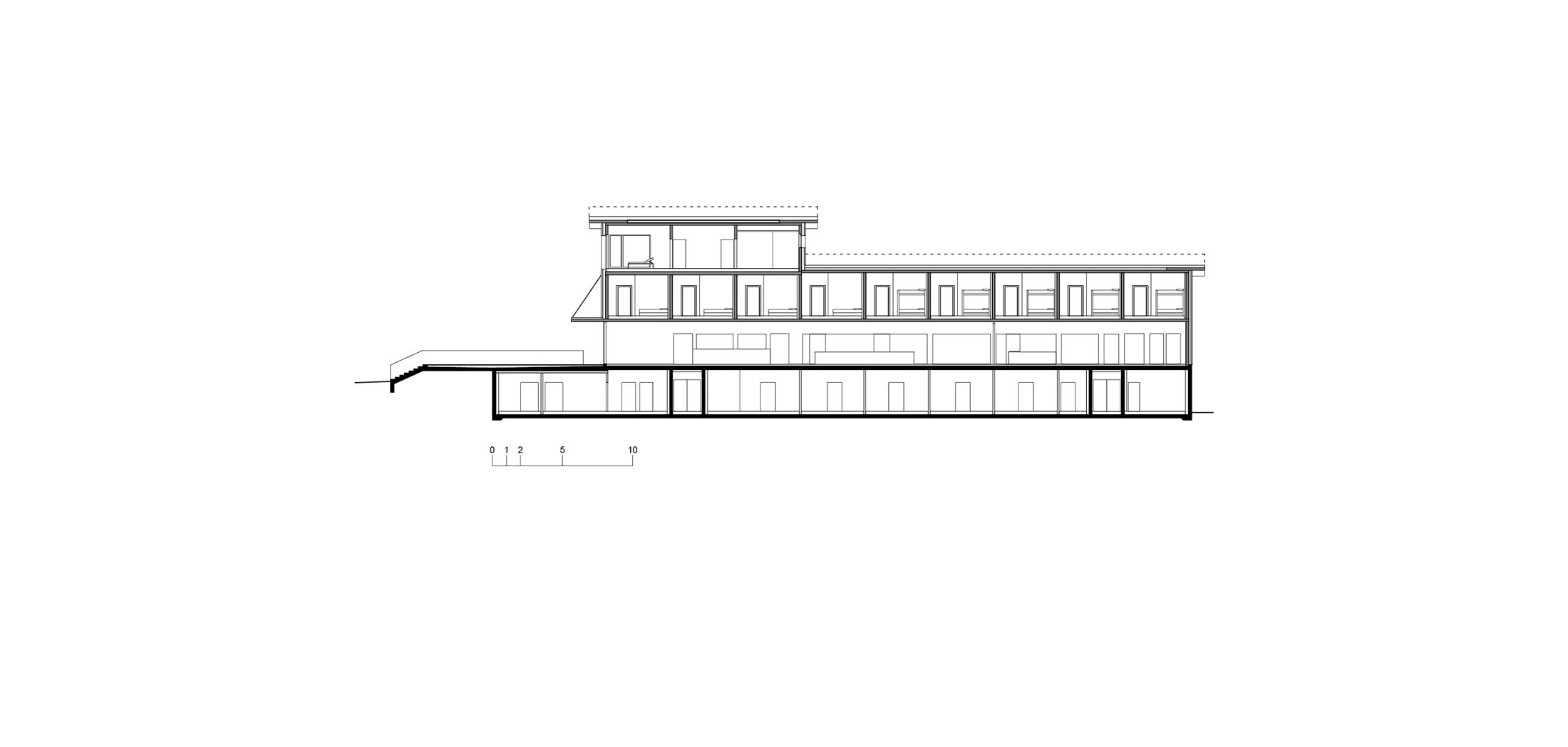 Centro Sci Nordico, Campra, sezione longitudinale
