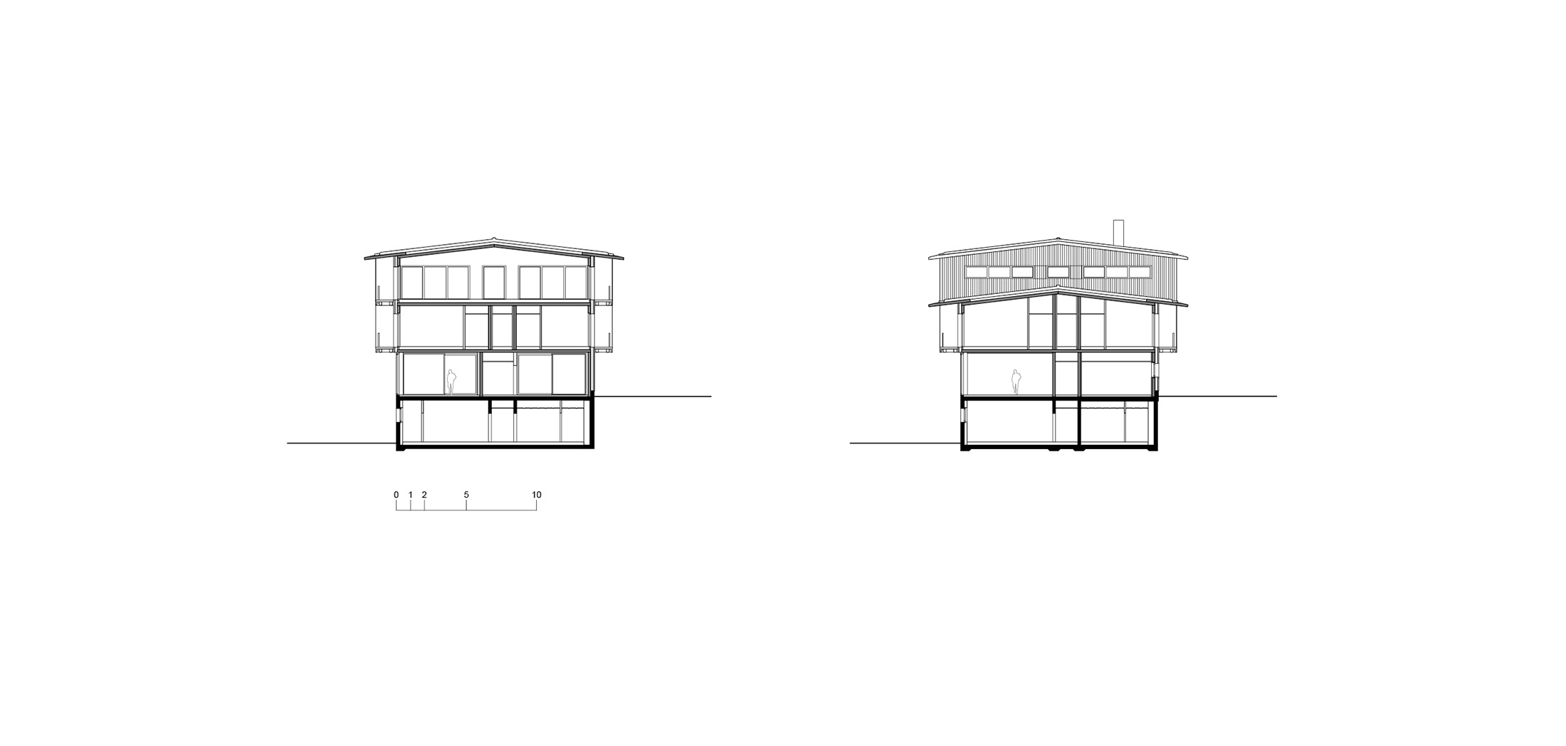 Centro Sci Nordico, Campra, sezione trasversale sulla testata (a sinistra) e sezione trasversale