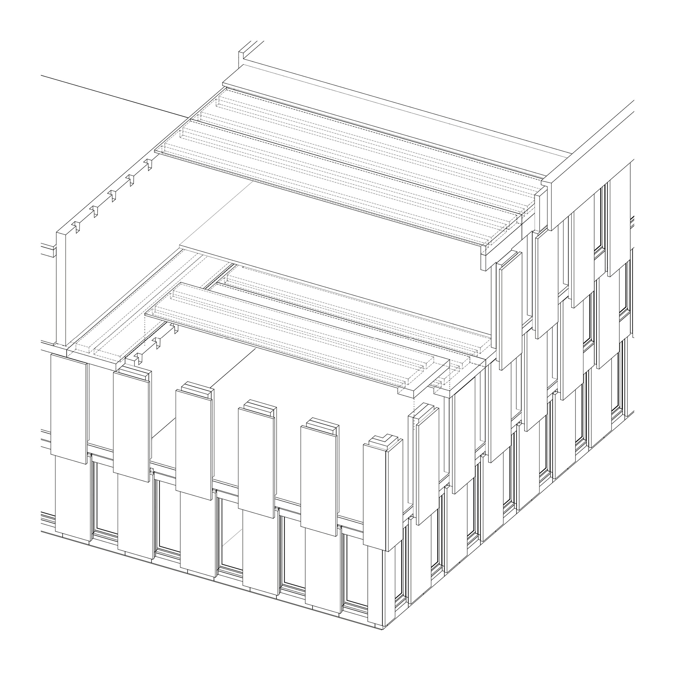 Tocchetti Pessina, Centrale operativa della Polizia cantonale CECAL, Bellinzona. Isometria costruttiva