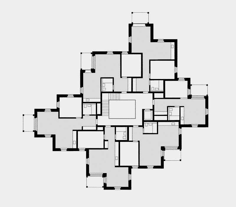 Abraha Achermann, ensemble d’habitations Helen Keller, plan type, 2012-2020.