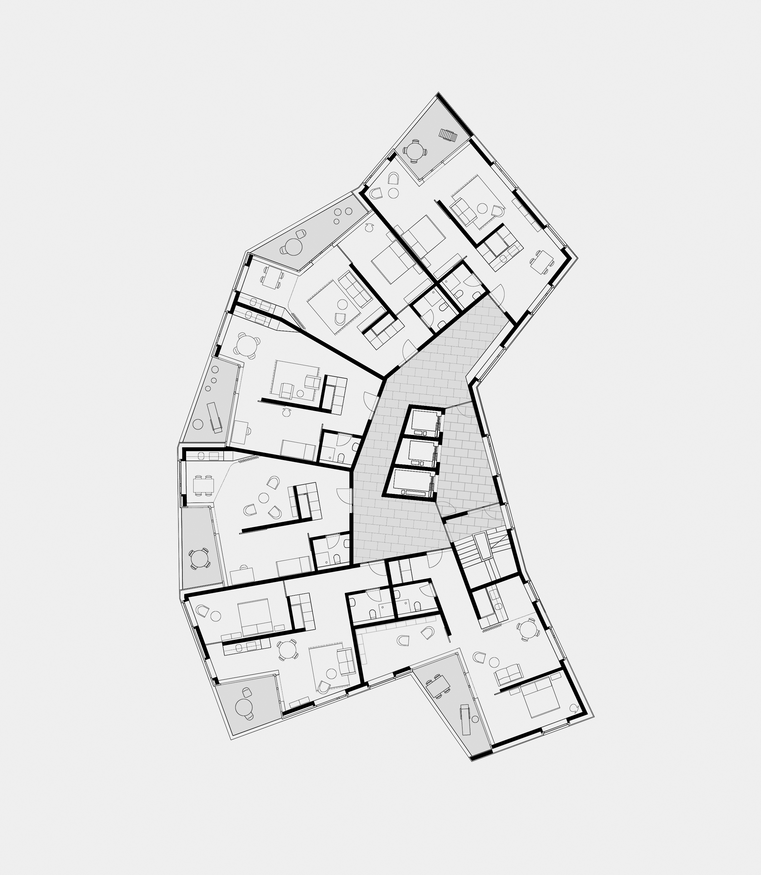 Adrian Streich, concours Siedlung Seebach, plan-type du projet Girasole, Zurich-Seebach, 2007.