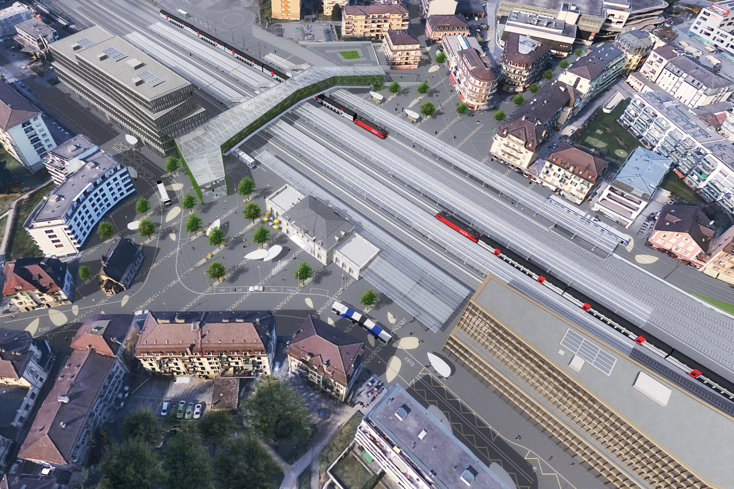 Perspective aérienne du projet Rayon Vert