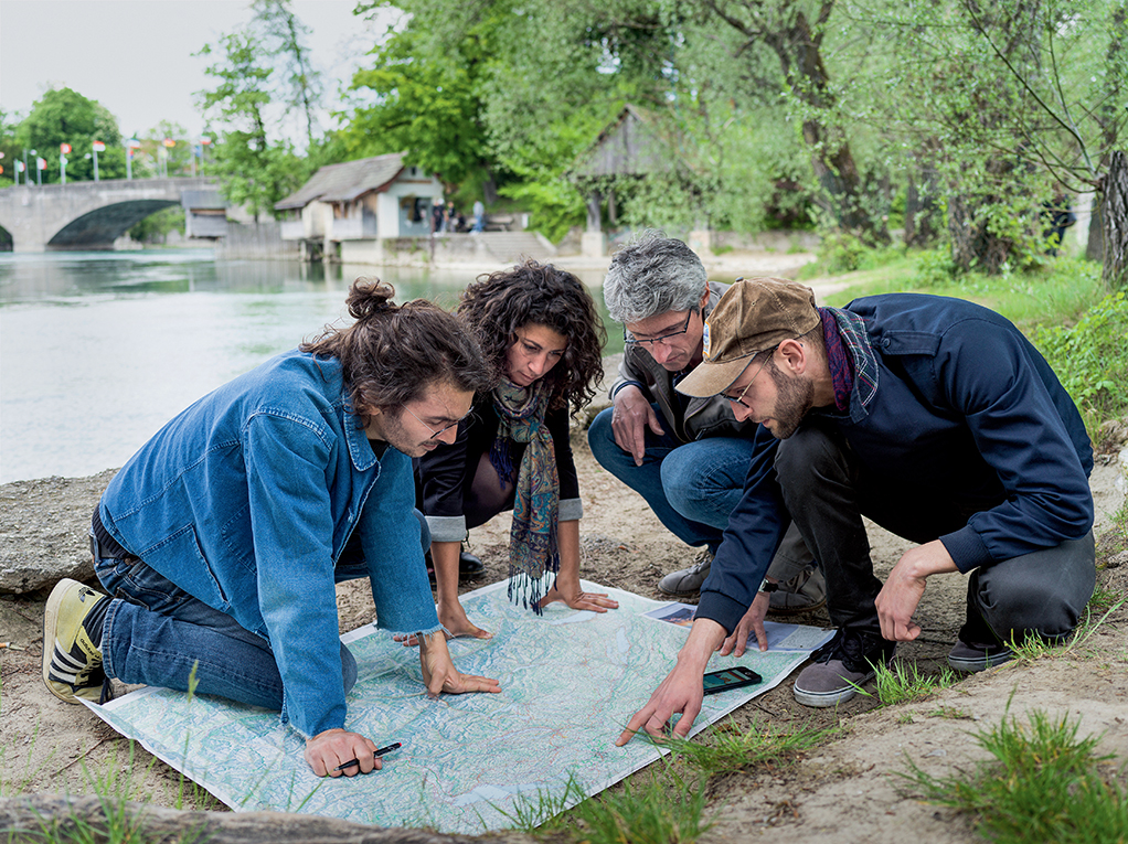 Mounir Ayoub, Vanessa Lacaille, Fabrice Aragno et Pierre Szczepski (de gauche à droite). Rheinfelden (CH_DE), 05.2019 (Pro Helvetia / KEYSTONE / Gaëtan Bally)