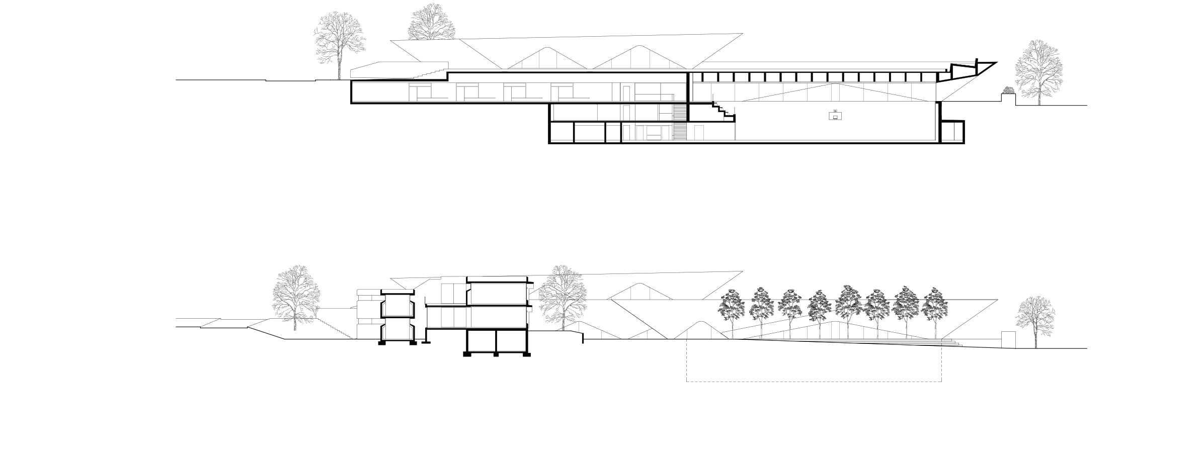 Coupes sur la salle de sport et le préau