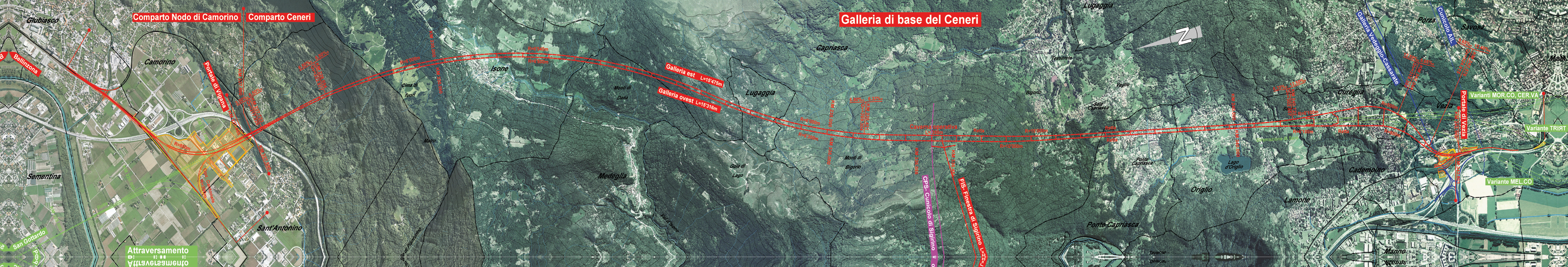 Ortofoto della Galleria di base del Ceneri