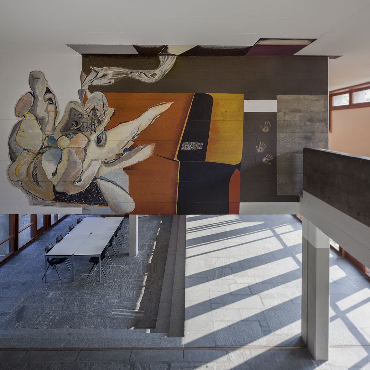 Intervento pittorico di Flavio Paolucci, 2010, Scuola media, Locarno, architetto Dolf Schnebli