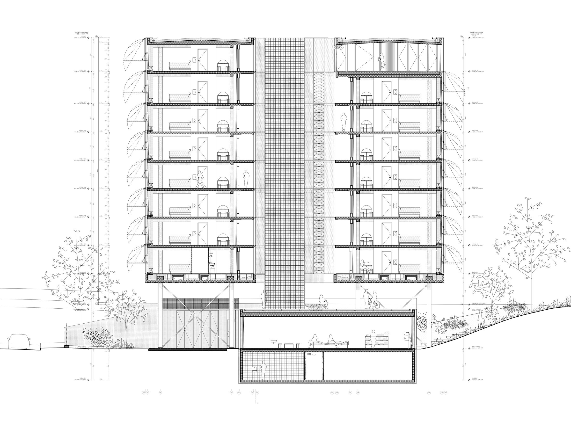 Bruther, Residenza per ricercatori universitari «Maison Julie-Victoire Daubié», Parigi, 2014-2018; sezione