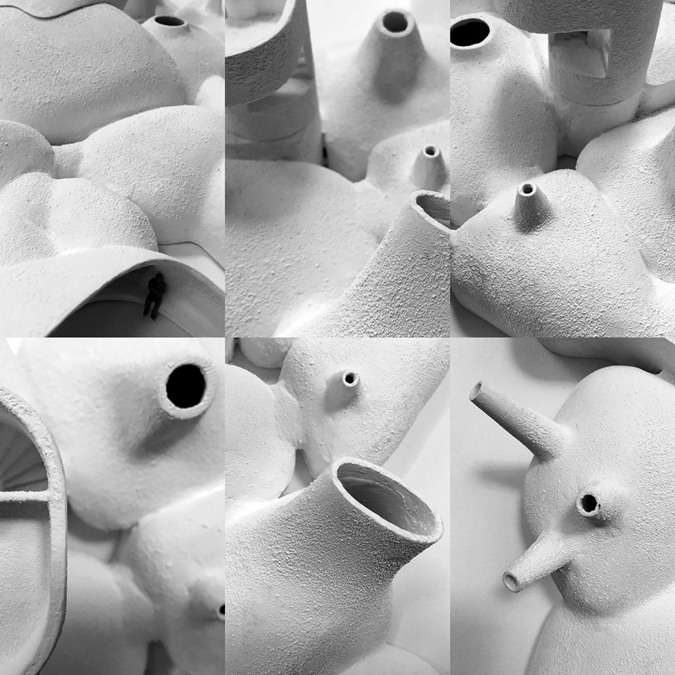 OPEN Architecture, maquette di studio prodotte mediante stampa 3D per l’UCCA Dune Art Museum di Beidaihe, Qinhuangdao, Cina, 2018