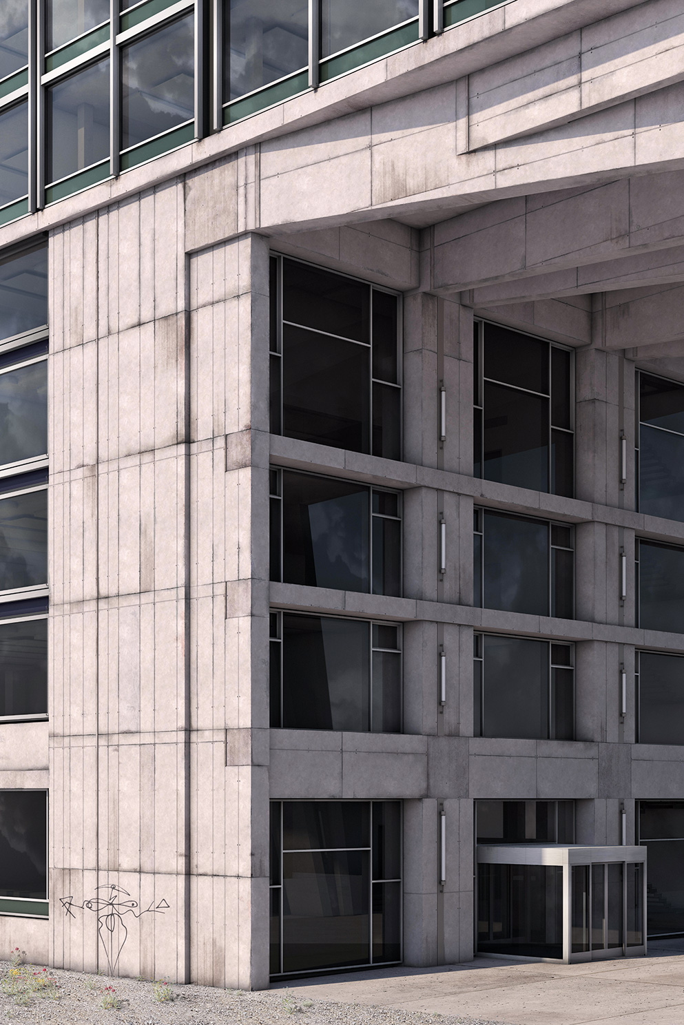 Meili &amp; Peter Architekten, Edificio a Zurigo Herdern, 2016 (in corso). Dettaglio dell’ingresso