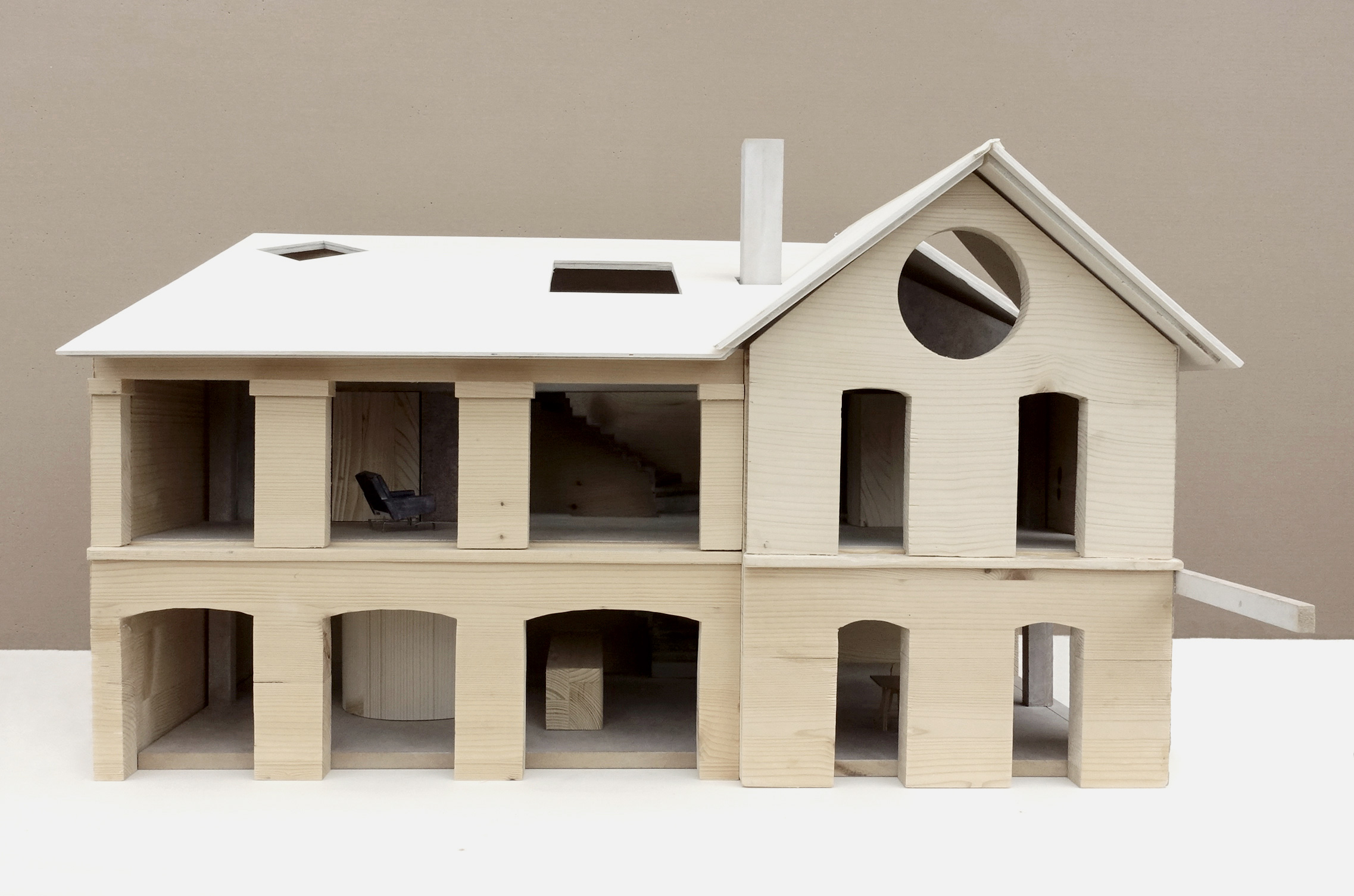 Buchner Bründler Architekten, Casa in Missionsstrasse, Basilea, 2018-2020. Modello in legno (massello e derivati), scala 1:20.