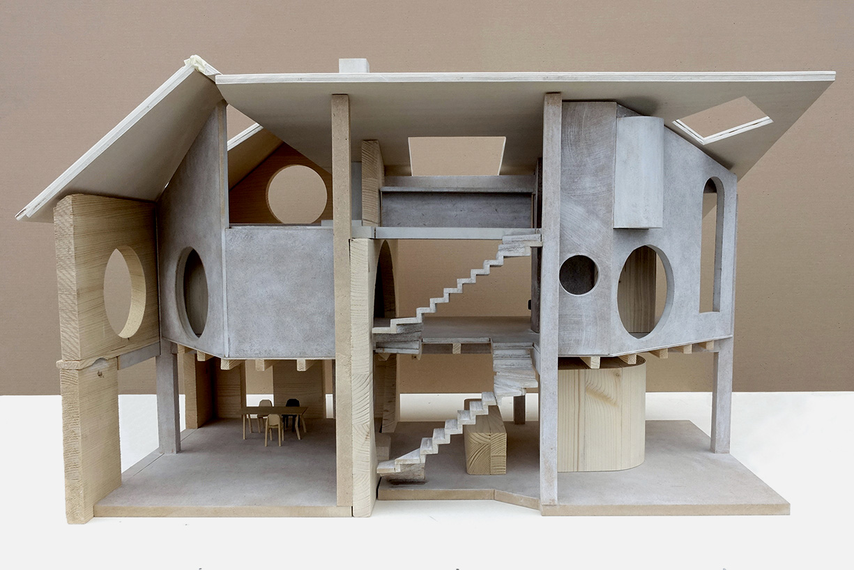 Buchner Bründler Architekten, Casa in Missionsstrasse, Basilea, 2018-2020. Modello in legno (massello e derivati), scala 1:20.