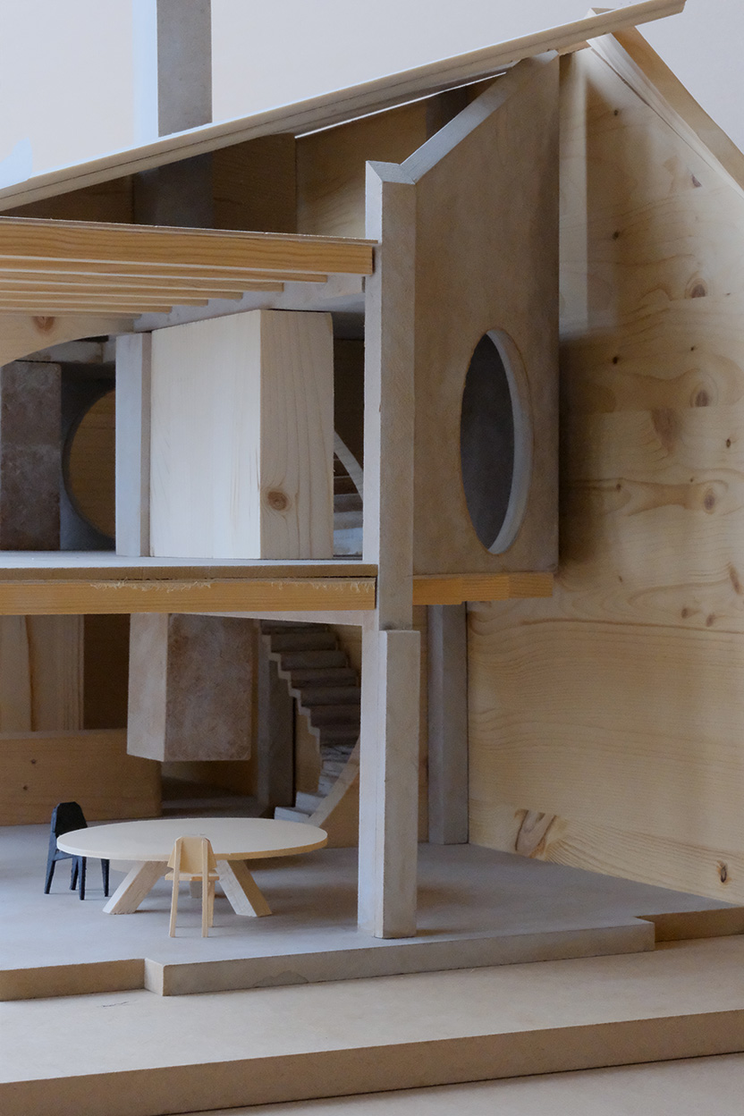 Buchner Bründler Architekten, Casa in Missionsstrasse, Basilea, 2018-2020. Modello in legno (massello e derivati), scala 1:20.