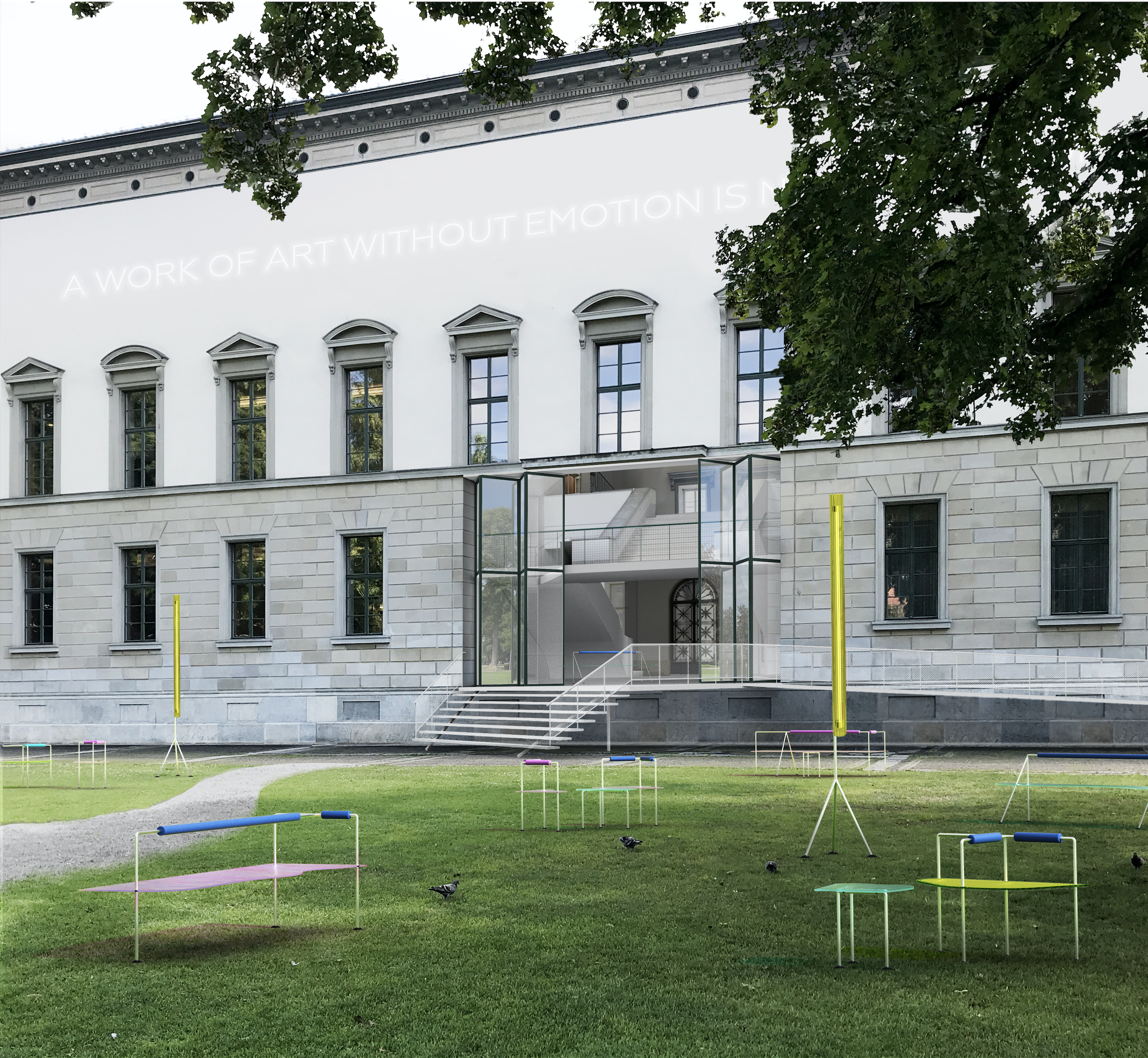 Concours en procédure sélective pour la restructuration de l’entrée du Musée d’art de Winterthur en collaboration avec Guillermo Santomà, 2020: après l’intervention proposée.