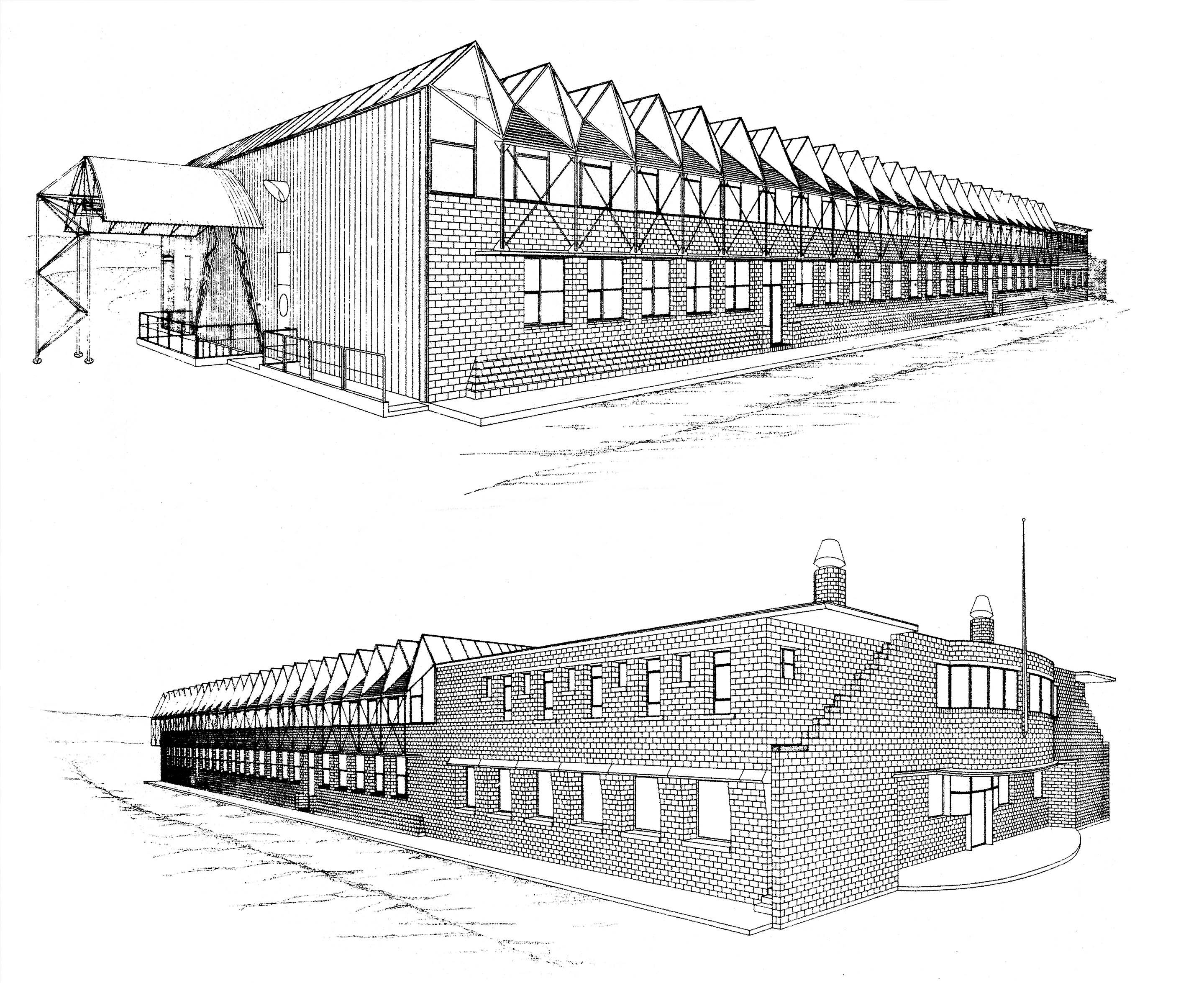 Fabrique de roulements à bille Sferax à Cortaillod (NE) (1977-1982) – Dessins perspectifs