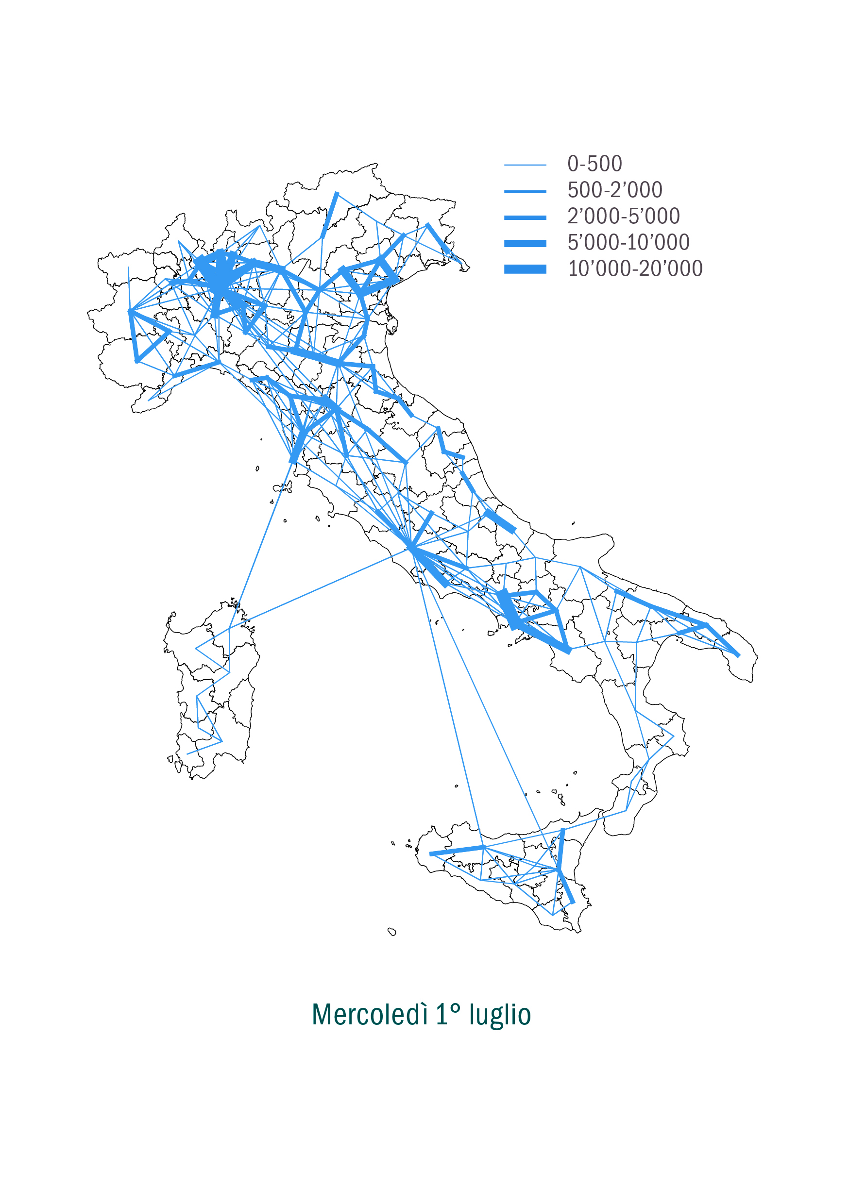 Mobilità interprovinciale in Italia all’inizio dell’estate (luglio 2020)