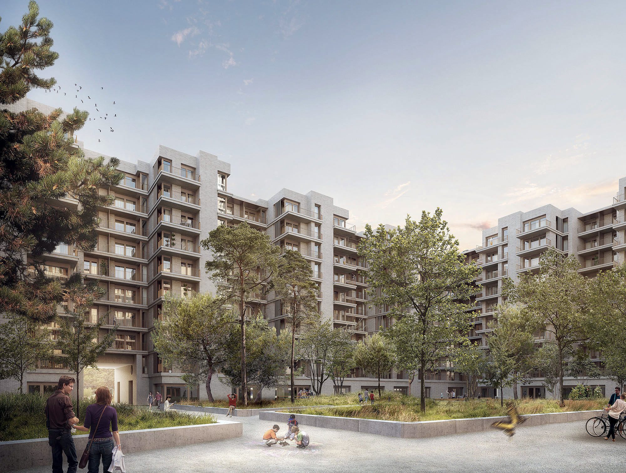 Visualisation du projet Quai Vernets - cours intérieure