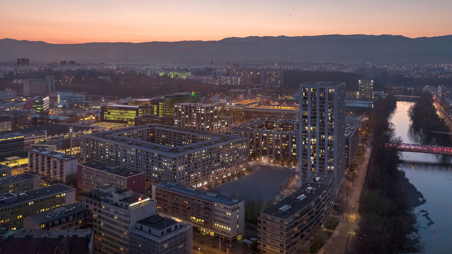 Visualisation du projet Quai Vernets - nuit