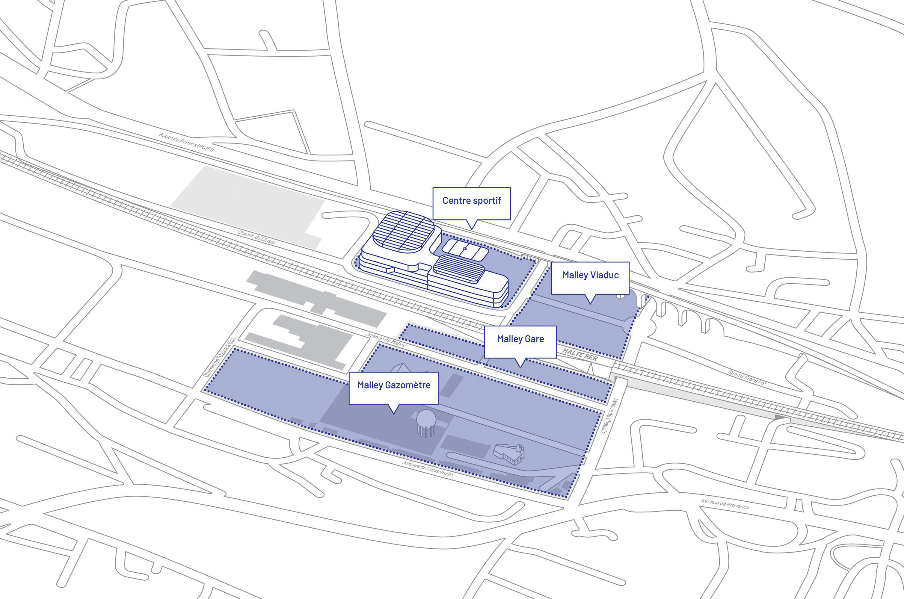 Les quatre quartiers du périmètre Malley-Centre