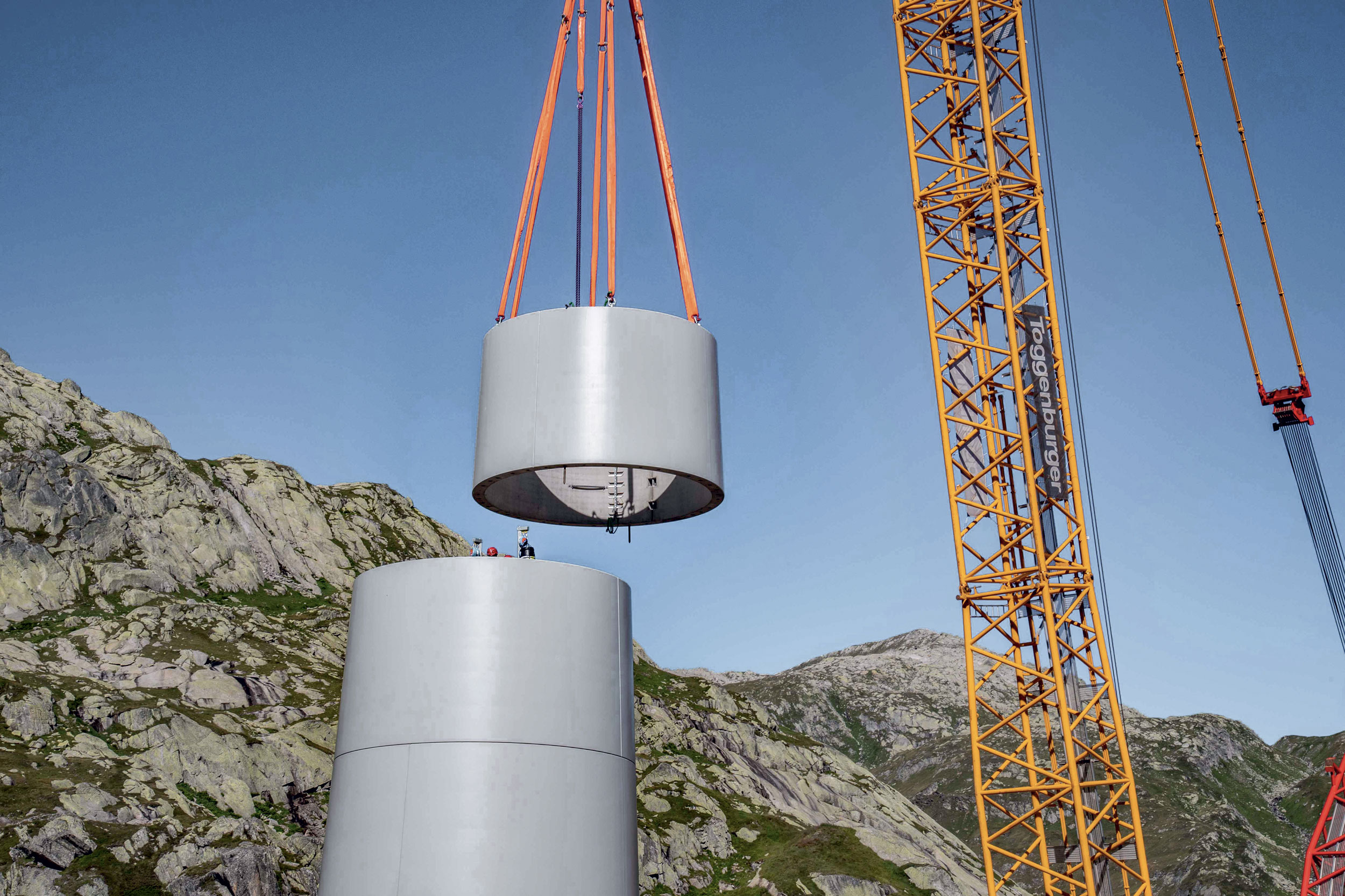 Séquence de construction des fondations et du montage de la tour éolienne