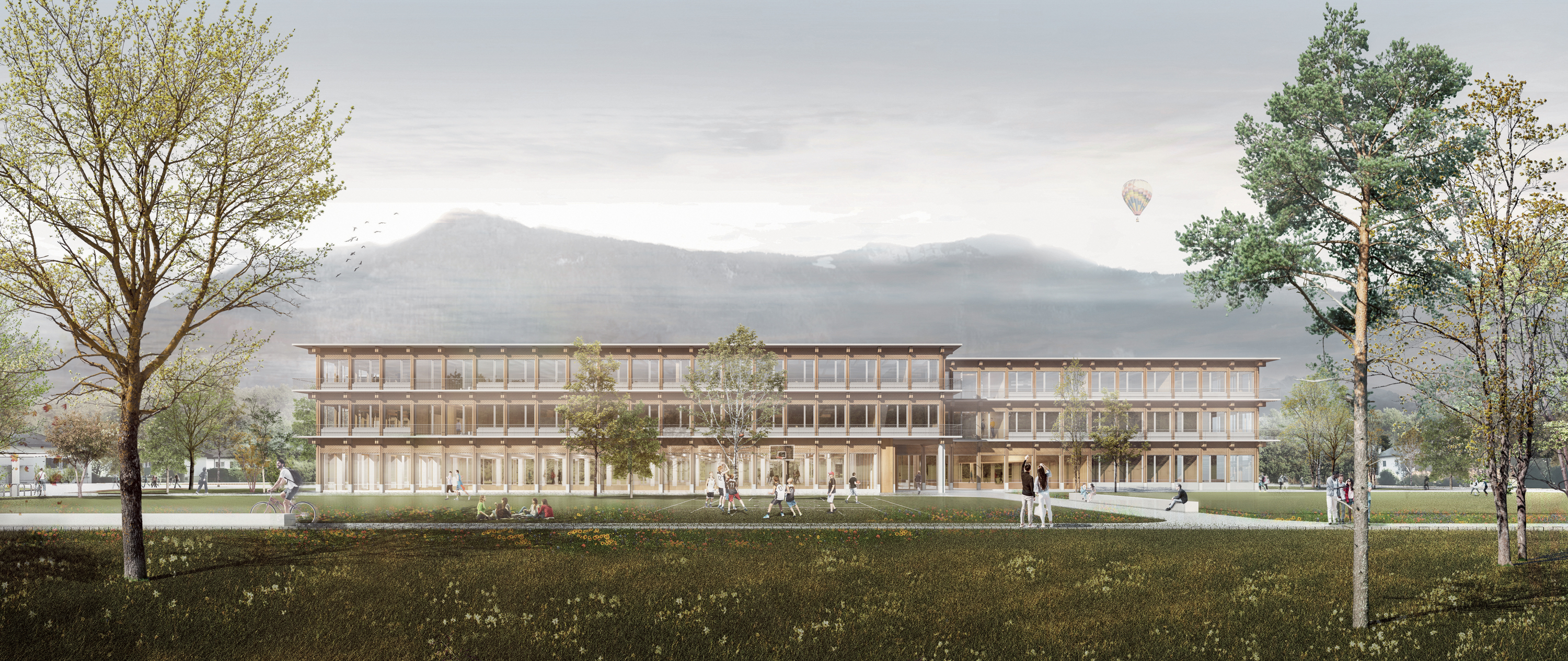 «Rose des vents». Vue du lauréat du concours pour le gymnase du Chablais