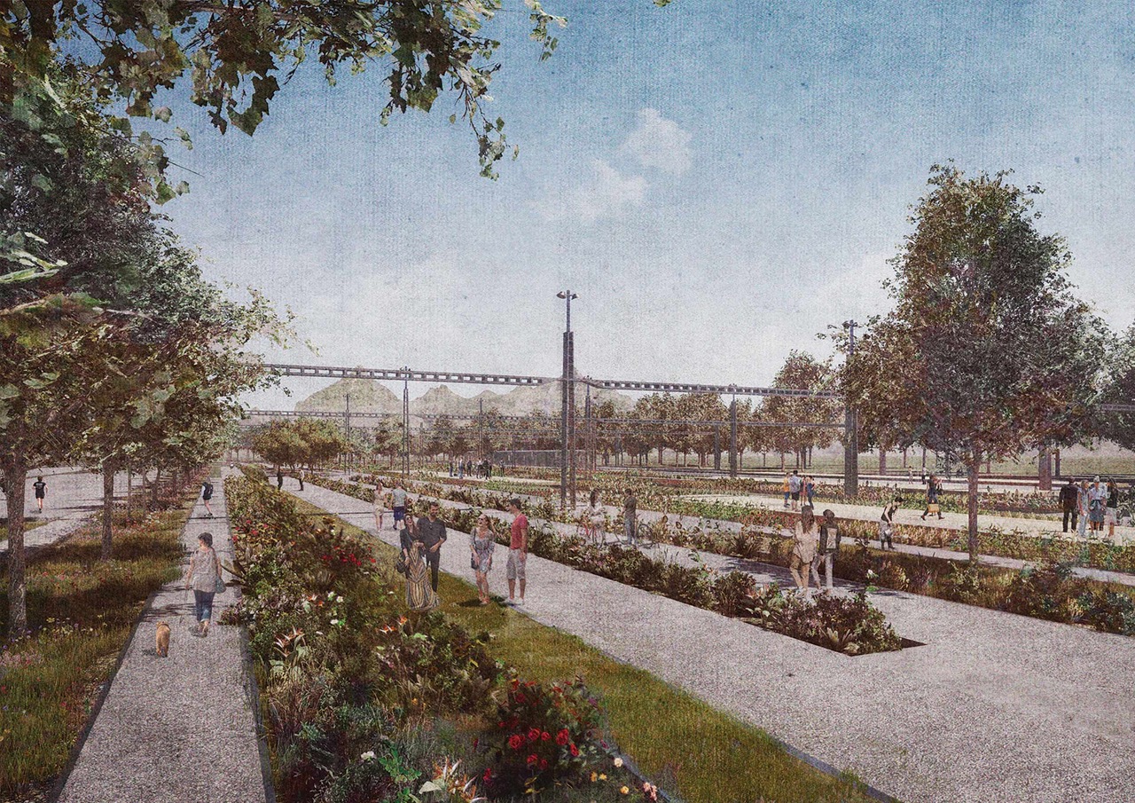 Il progetto di Carlotta Puleo, Atelier Aires Mateus: «Il Campo Ferroviario. Trasformare il Campo Ferroviario in un parco centrale per Chiasso». «Con una semplice scorciatoia ferroviaria, Carlotta Puleo libera dal traffico attivo la parte principale del gigantesco e in gran parte inutilizzato campo ferroviario. Ciò permette di creare un parco e un nuovo centro di Chiasso, integrando e collegando i quartieri circostanti che prima erano tagliati dalle rotaie. Per il parco, prevede un riutilizzo radicale e un u