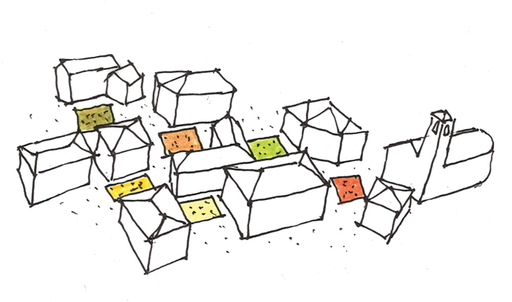 Schizzi delle piazze di Canobbio di Officina della Costruzione e Lucchini-Mariotta e Associati