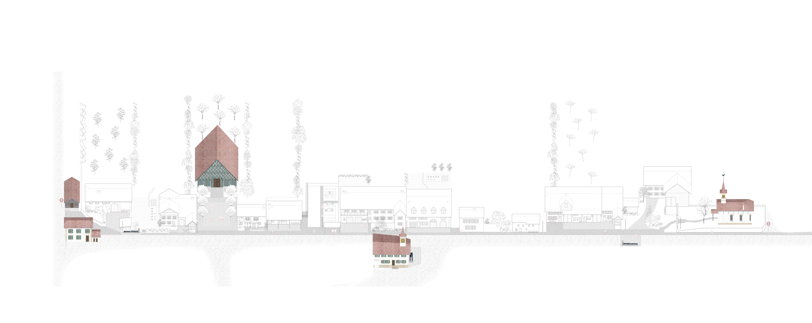 Une scène pour la tradition rurale, redéfinition de l’espace commun à Ogens | Projet de Master 2021