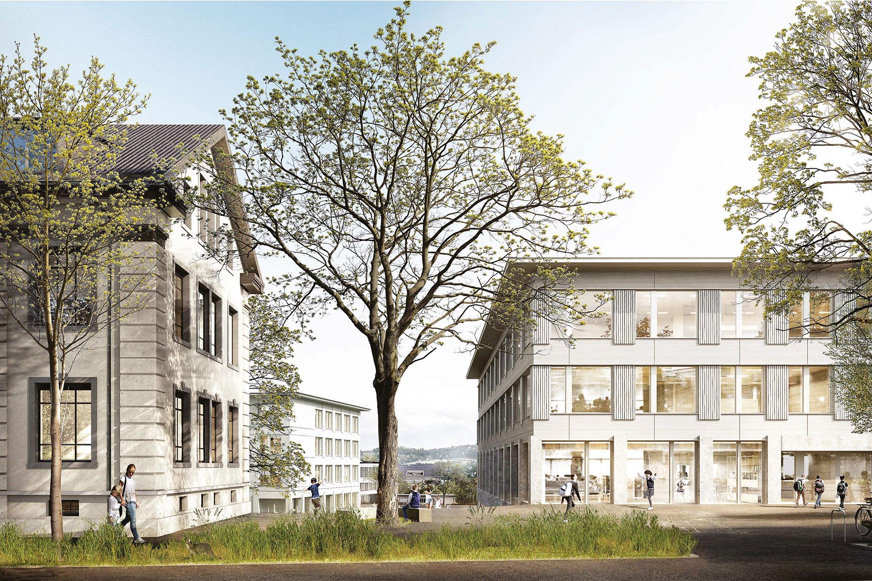 Blick von der Triemlistrasse, 1. Rang «Sinan, Jahan, Chota und Mihrimah» von Bollhalder Eberle Architektur.