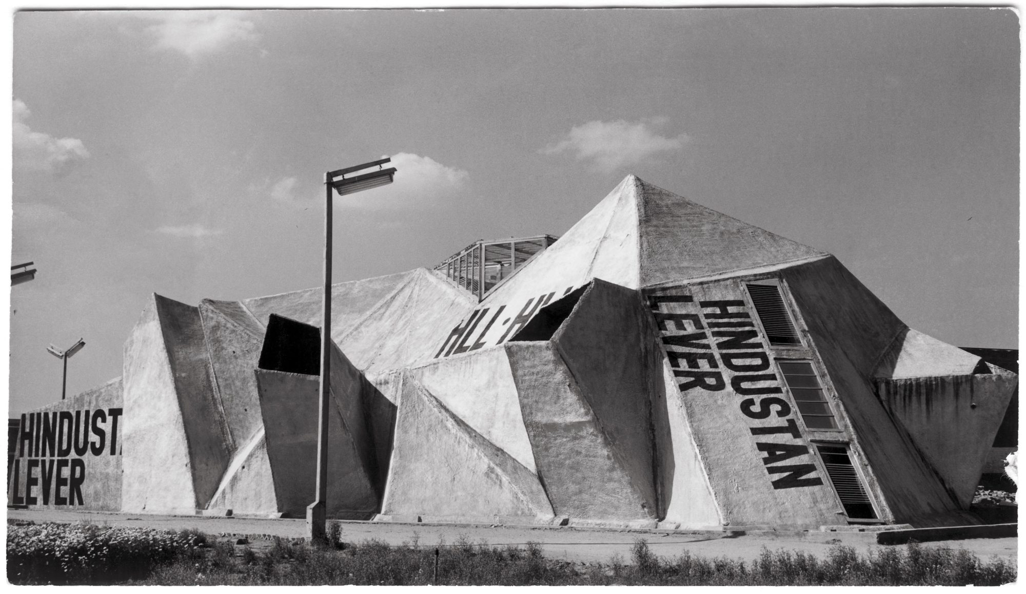 Hindustan Lever Pavilion, Pragati Maidan, New Delhi, India. 1961. Demolished. Charles Correa (1930–2015), and Mahendra Raj (b. 1924). Exterior view.