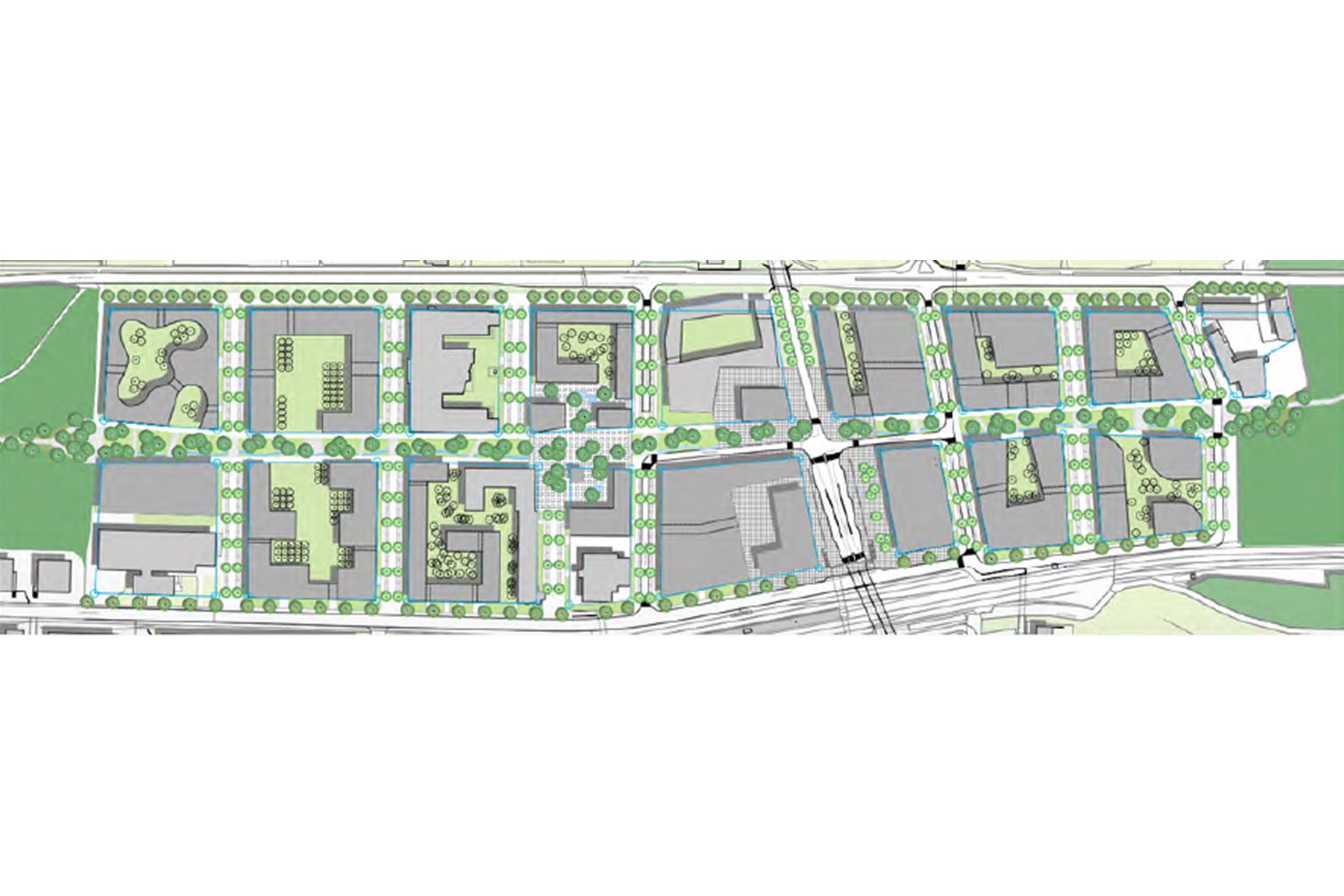 Die langgezogene Furttalpromenade ist zentrales Element des Transformationsquartiers.