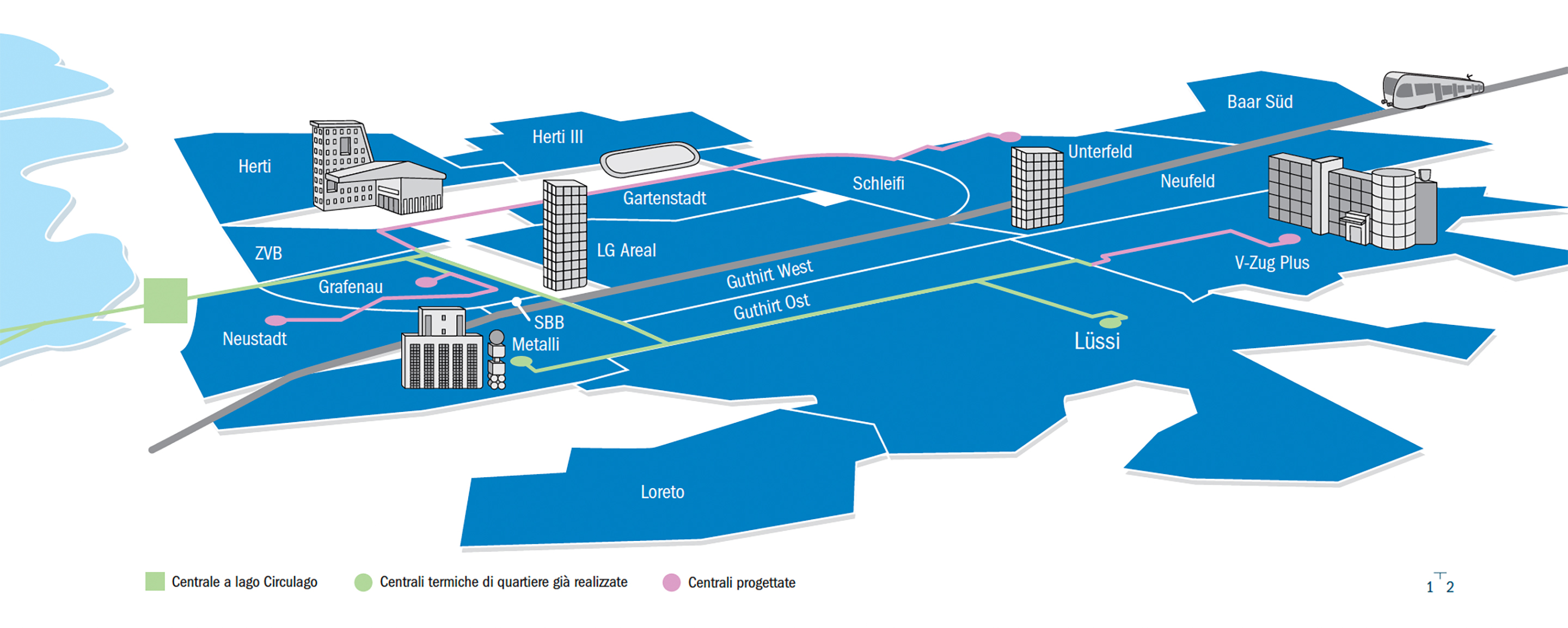 Panoramica del perimetro del progetto e dell'espansione della rete energetica di Circulago.