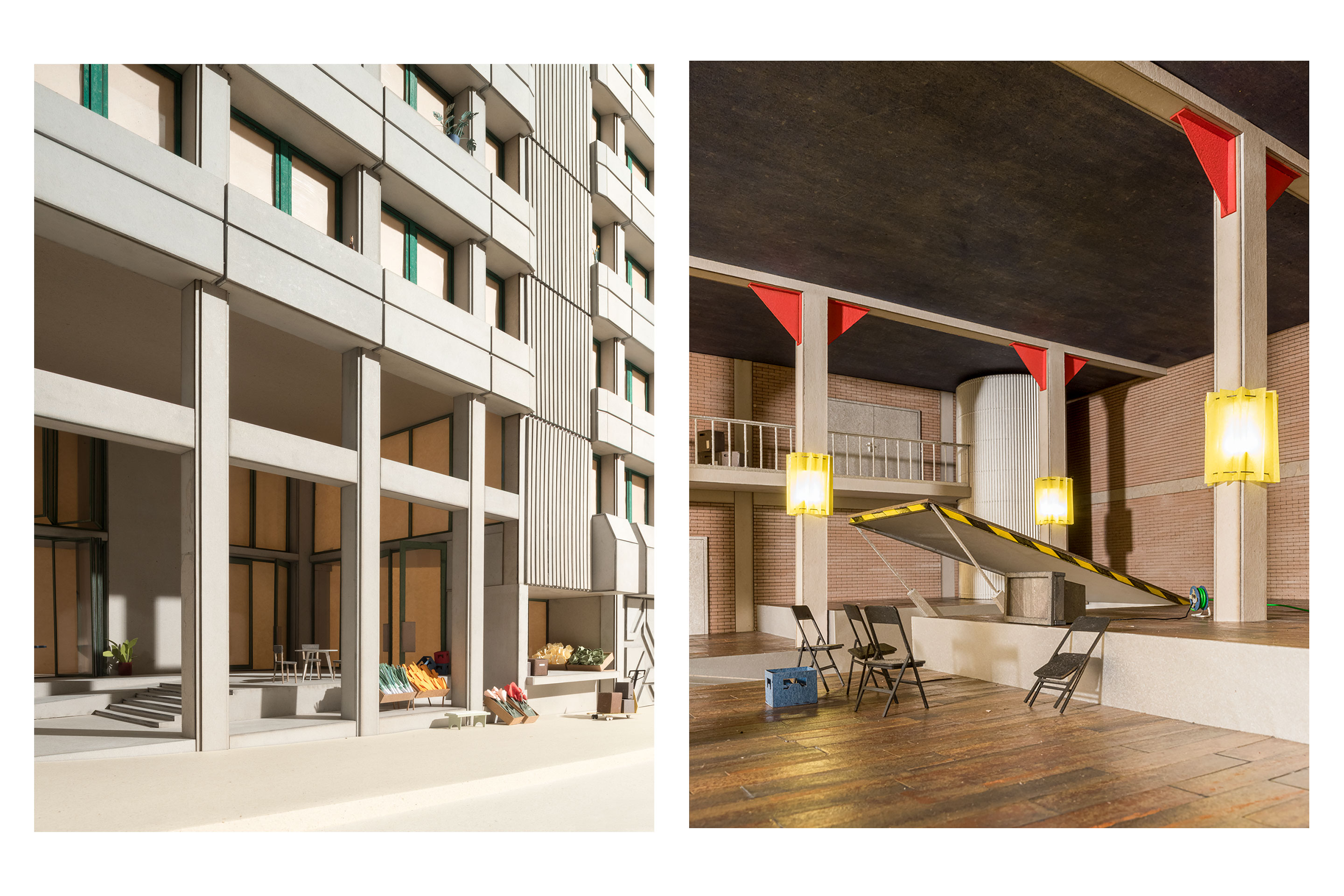 Roxane Noëlle Unterberger: «Dream Baby Dream. A Field Guide to «Housing First». Fassade (links) und Club.